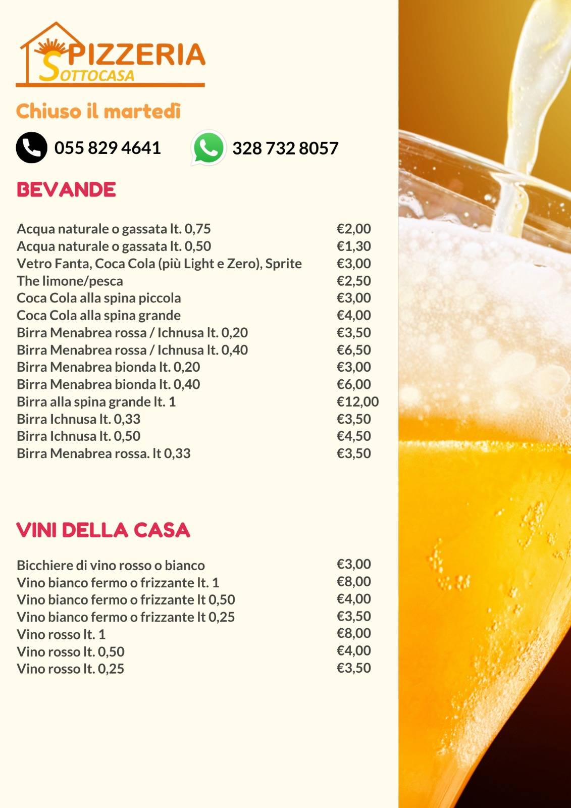 Menu di Pizzeria Sottocasa 