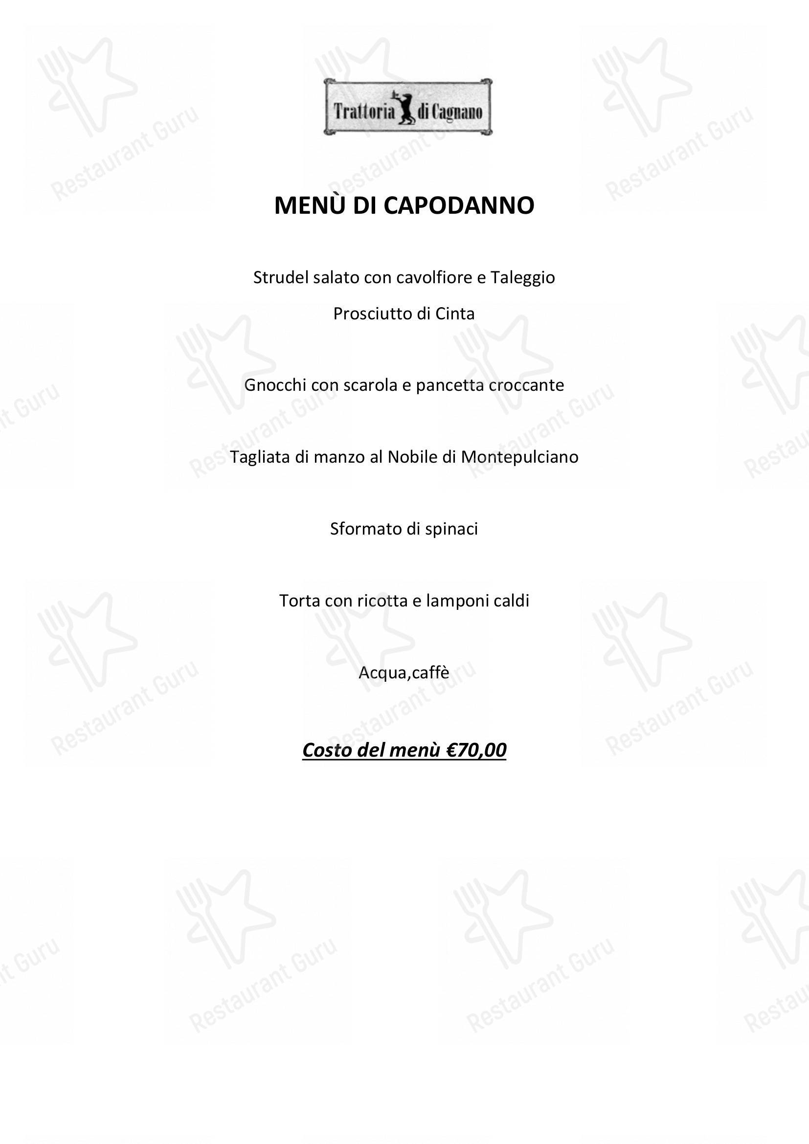 Trattoria di Cagnano in Montepulciano - 菜单