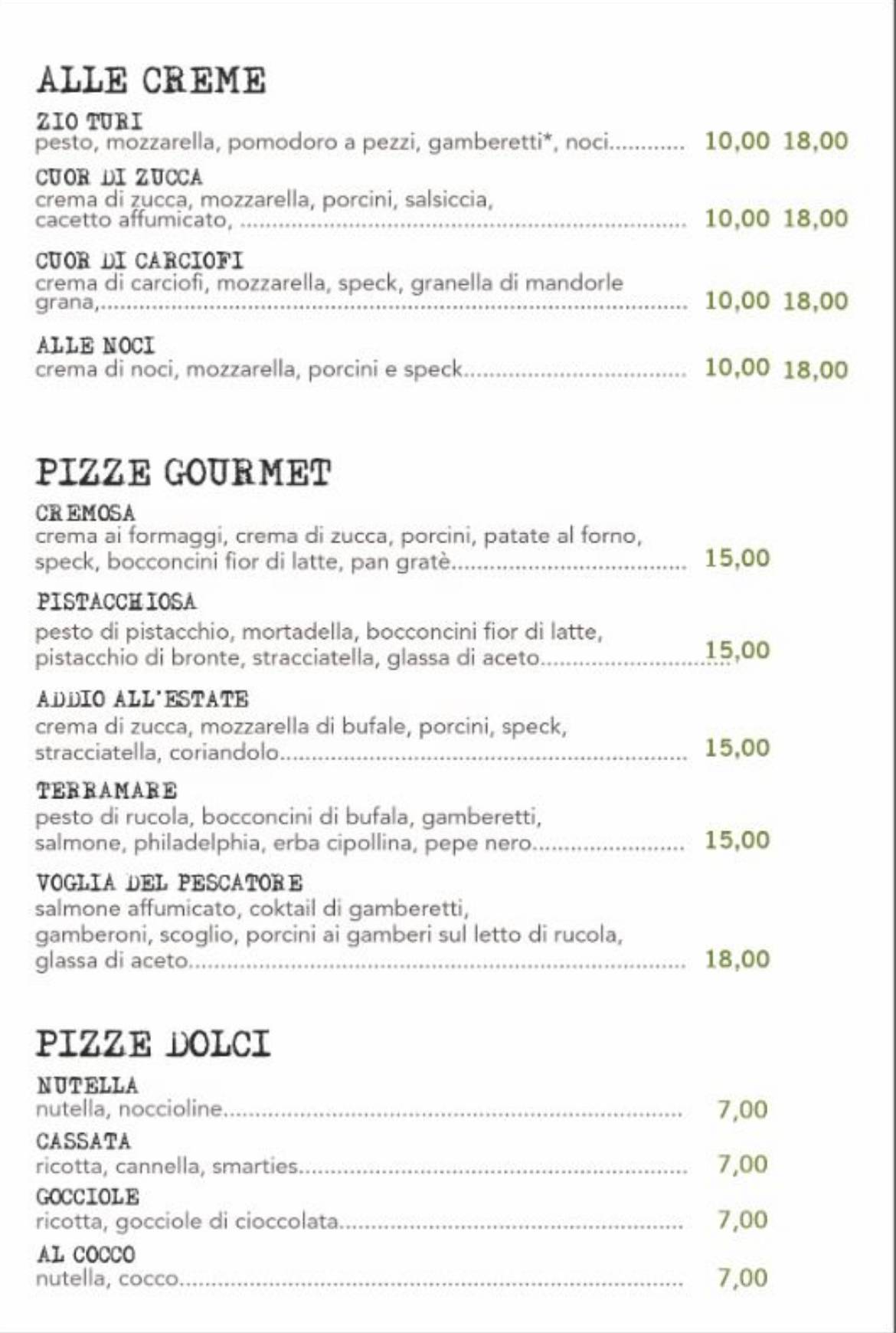 Menu di Pizzeria Viale50 