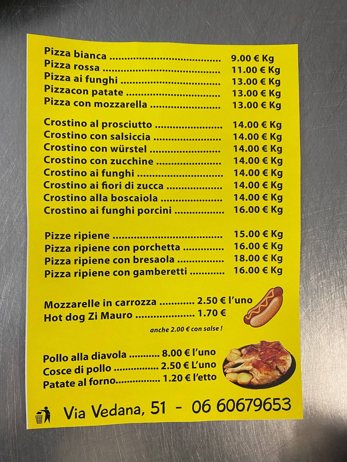 Menu di Pizzeria Zi' Mauro 