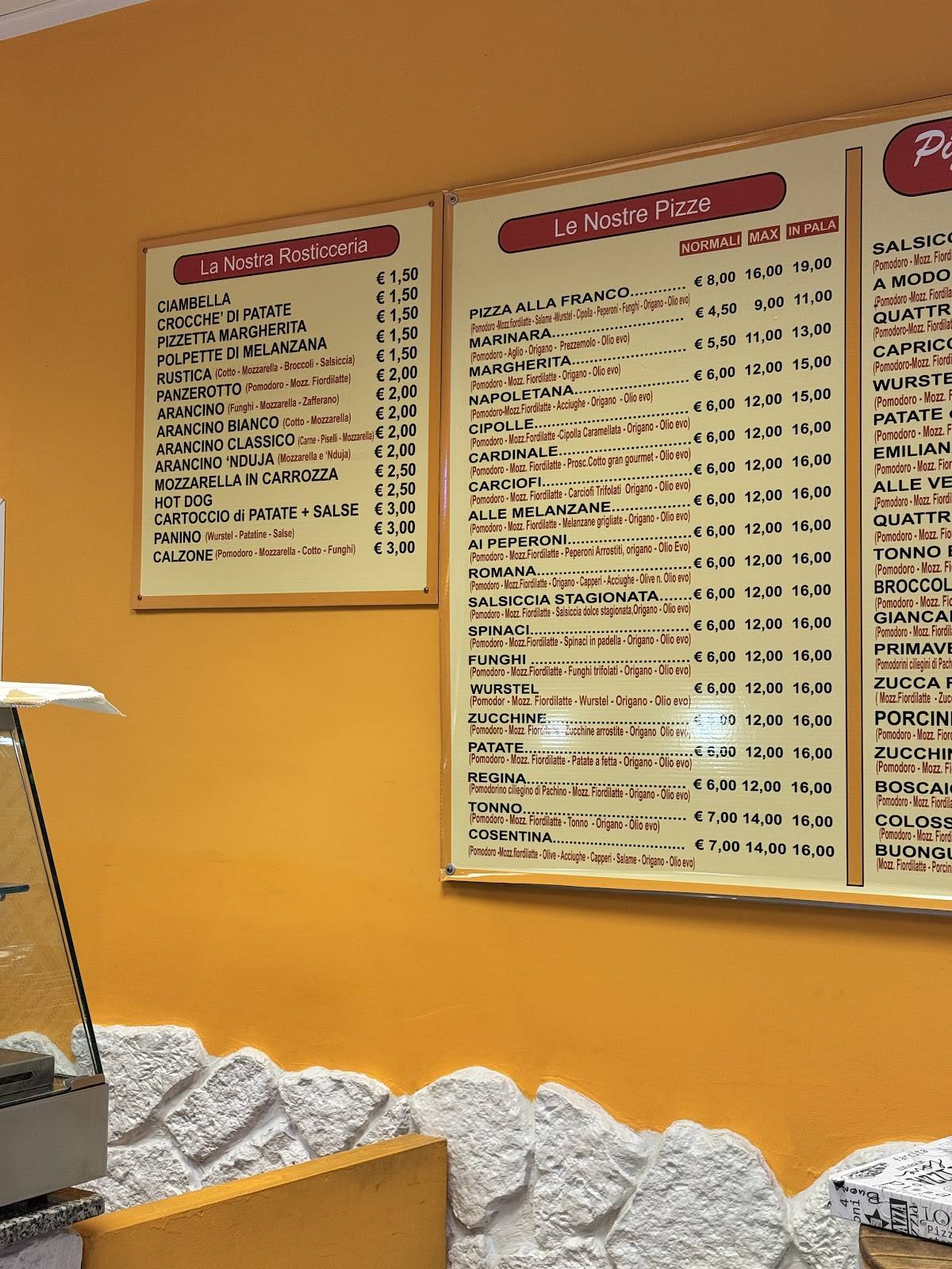 Menu di Pizzeria da Franco dal 1975 