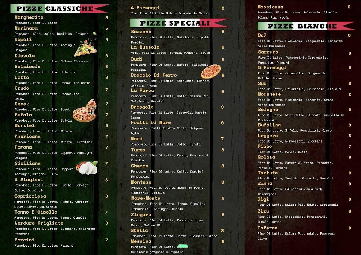 Menu di Pizzeria d’asporto la bussola 
