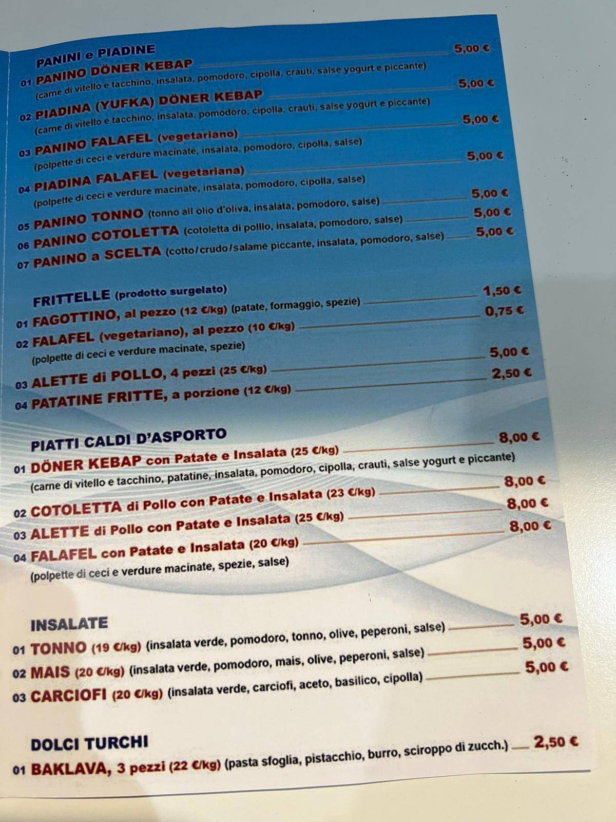 Menu di Pizzeria la Fontana Döner Kebap 