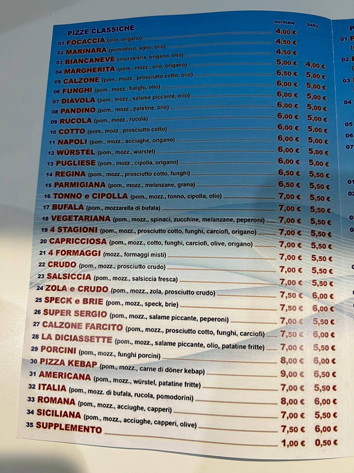 Menu di Pizzeria la Fontana Döner Kebap 