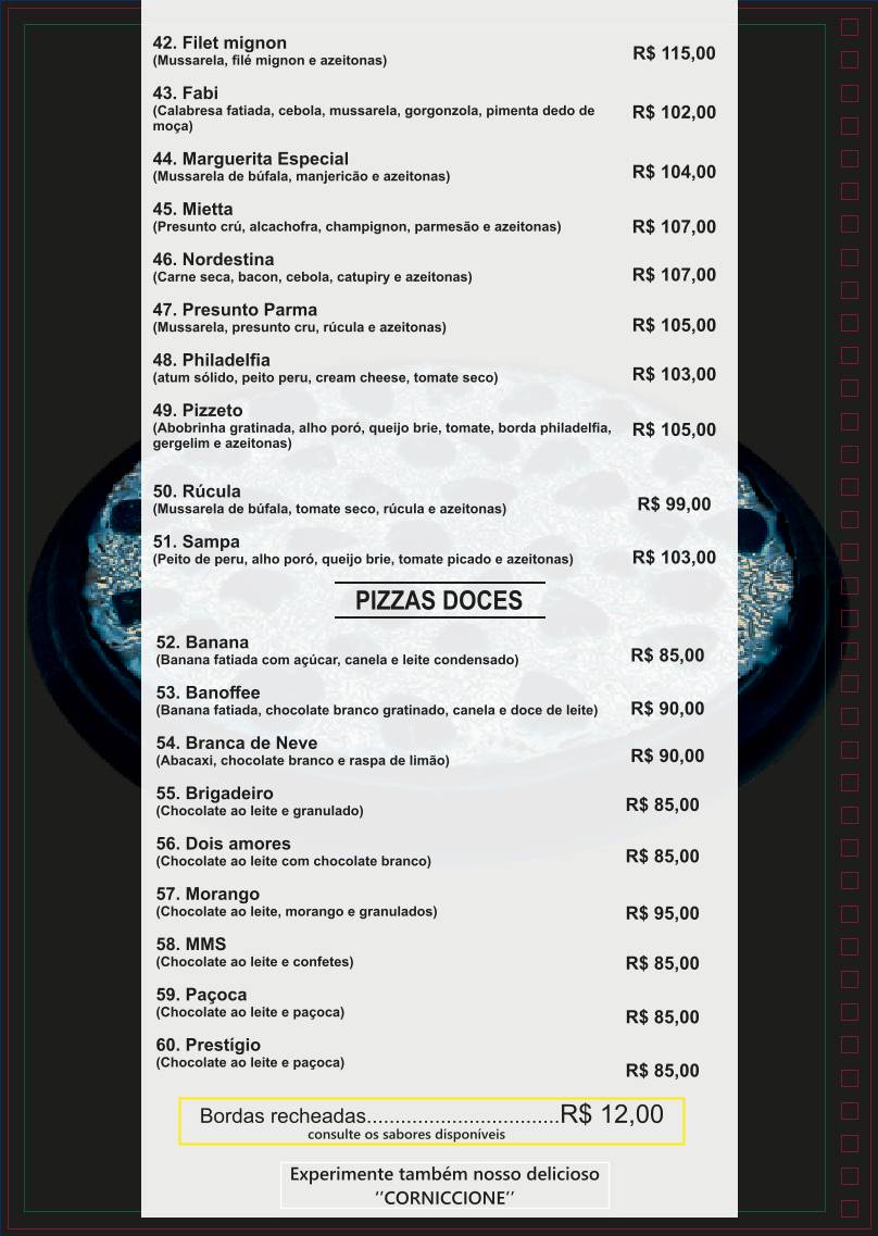 Pizzeto Restaurante e Pizzaria cardápio