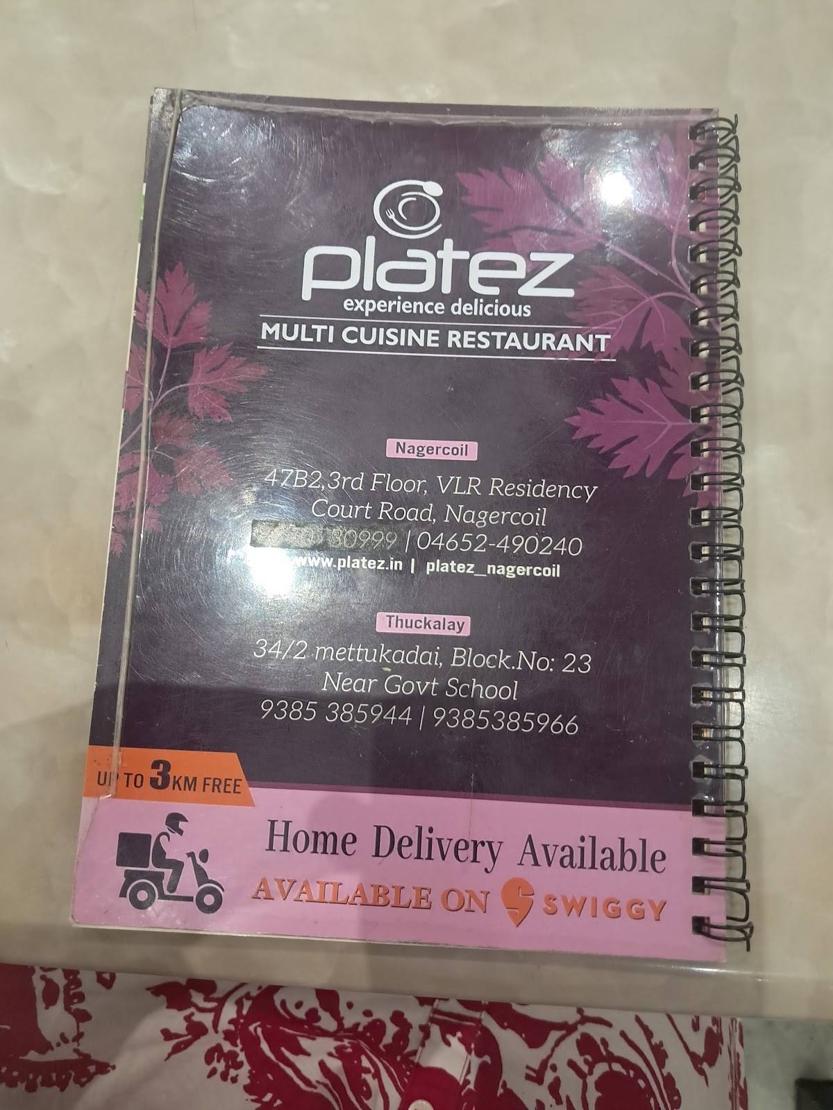 Platez Multicuisine menu
