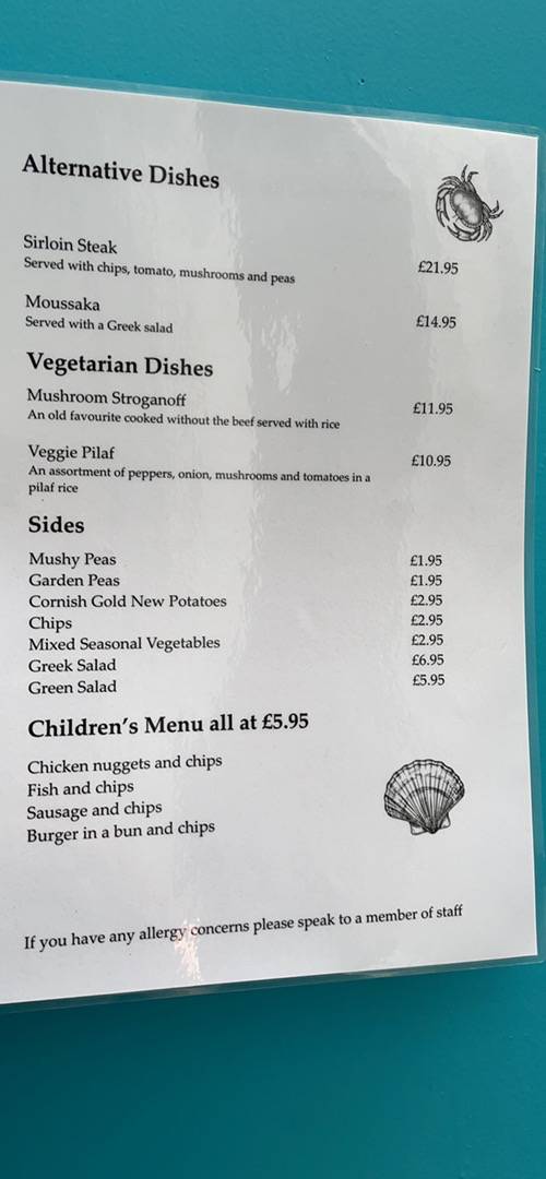 Menu at Platters restaurant, Plymouth, 12 The Barbican
