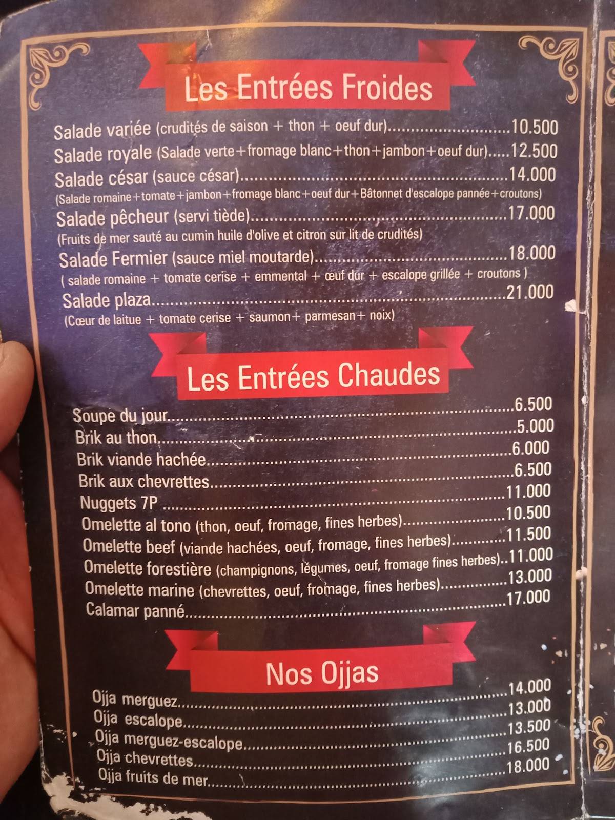Menu de Plaza Resto