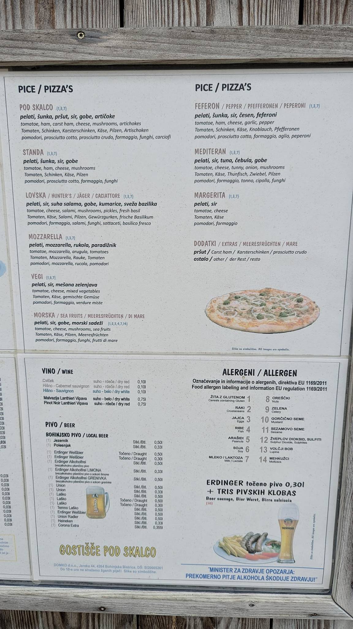 Menu di Pod Skalco - Ribčev Laz 58 