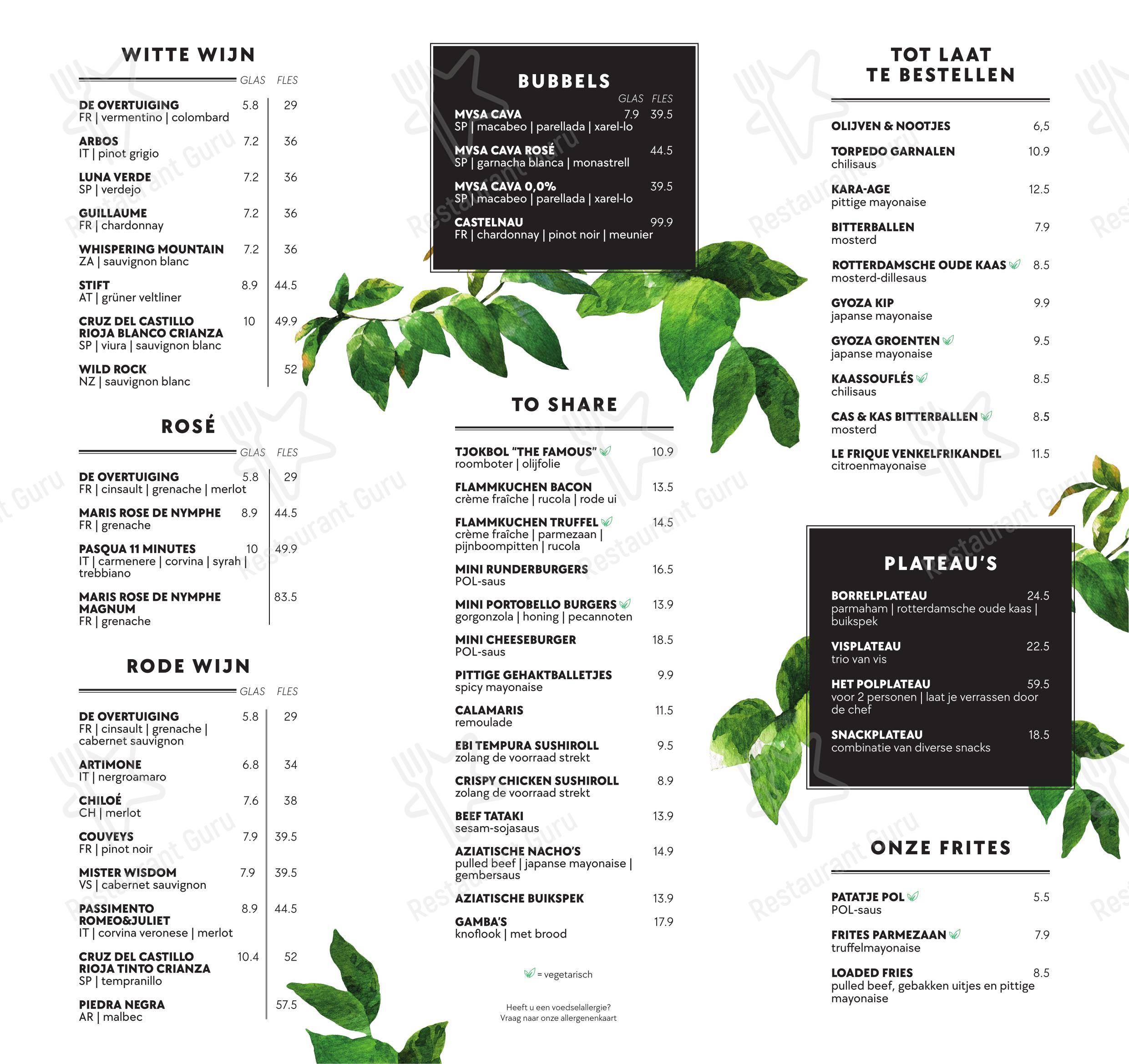 Menu pour Pol Rotterdam dans Rotterdam