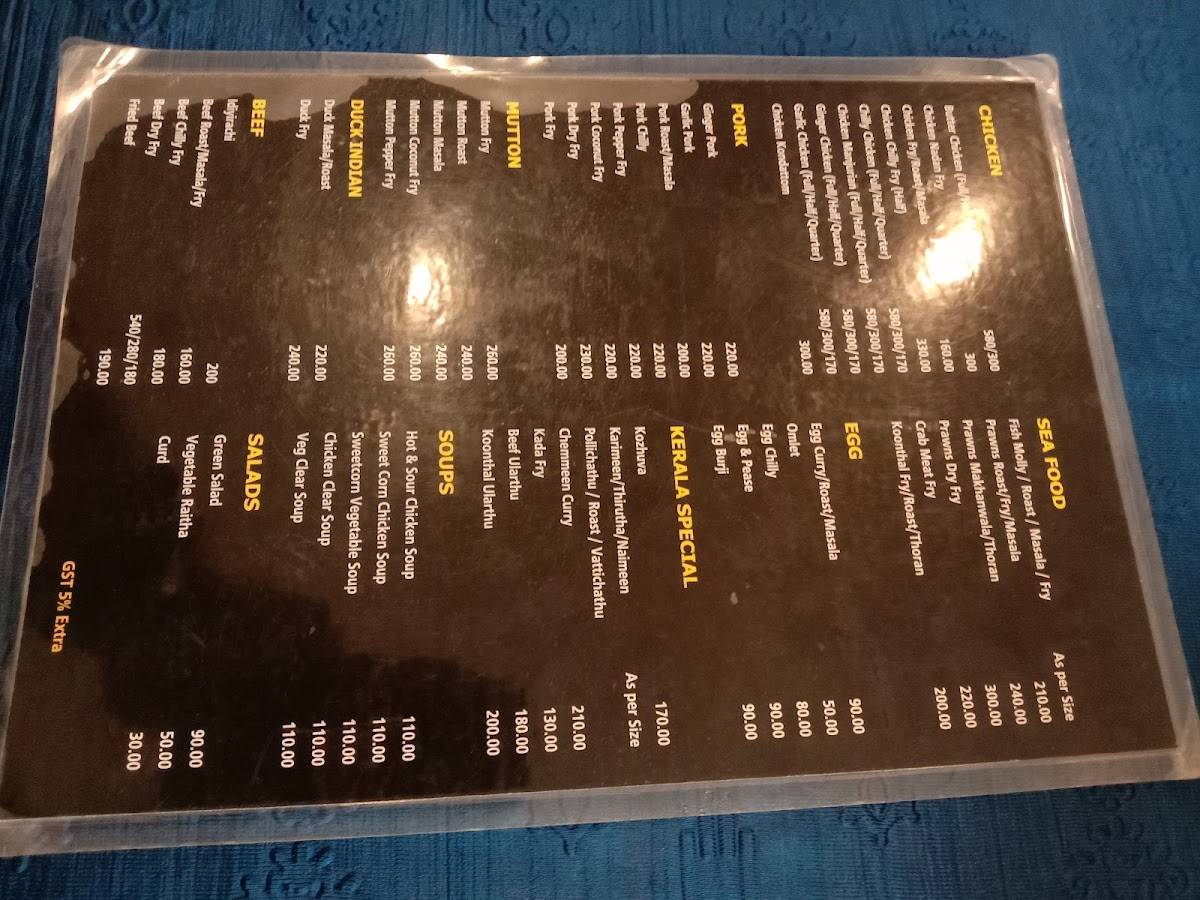 Polakulath Bar menu