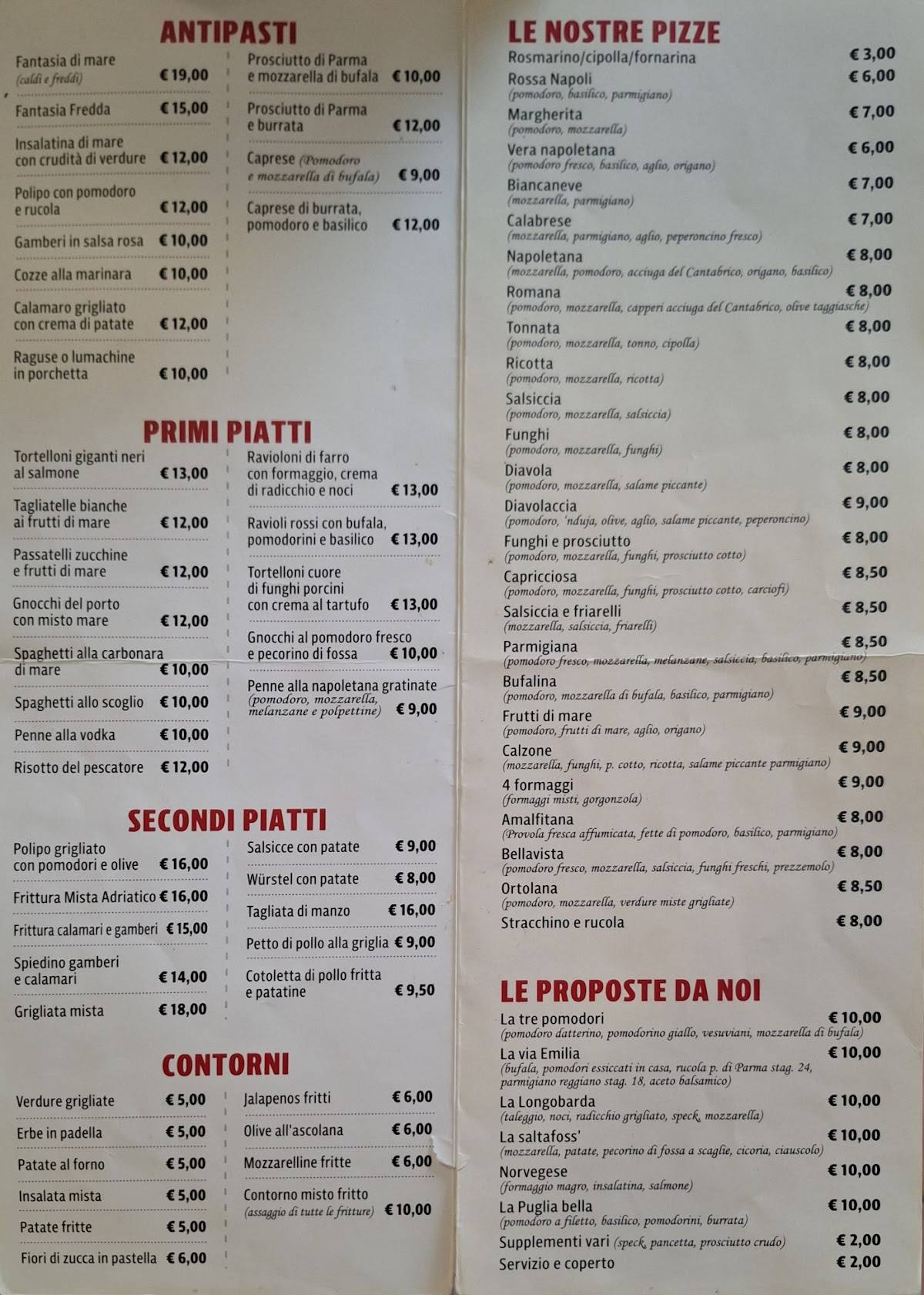 Menu di Pomodoro Senigallia 