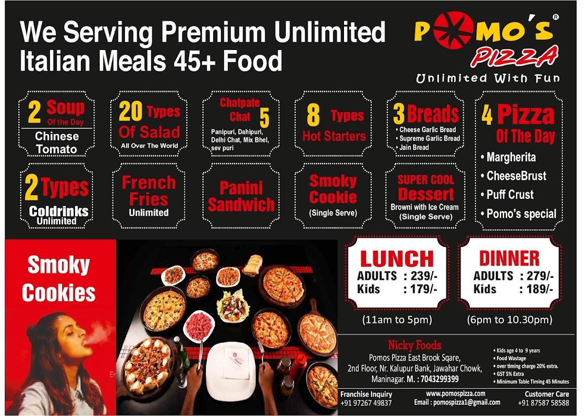Pomo's Pizza menu