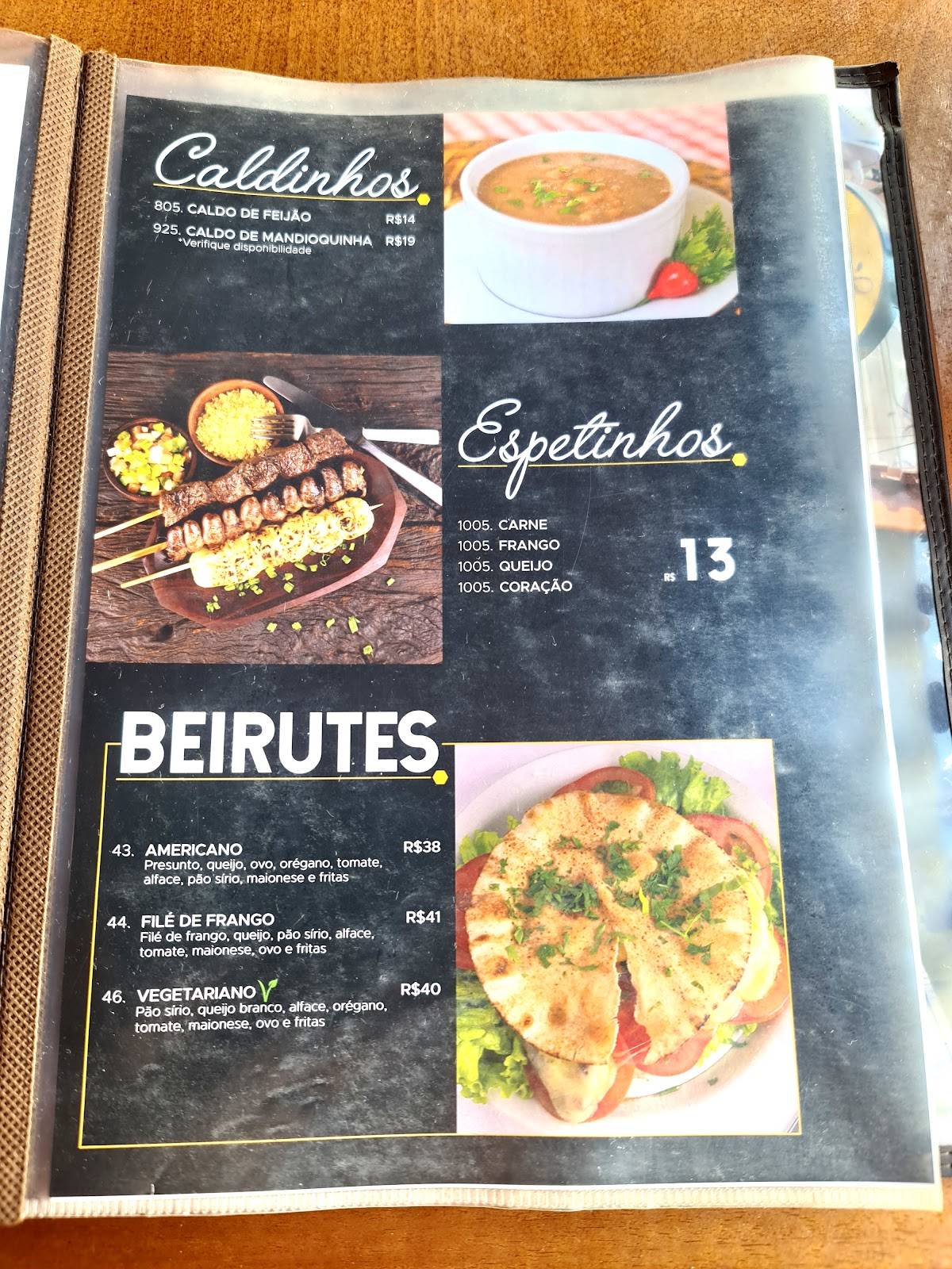 Pompeu e Pompéia cardápio