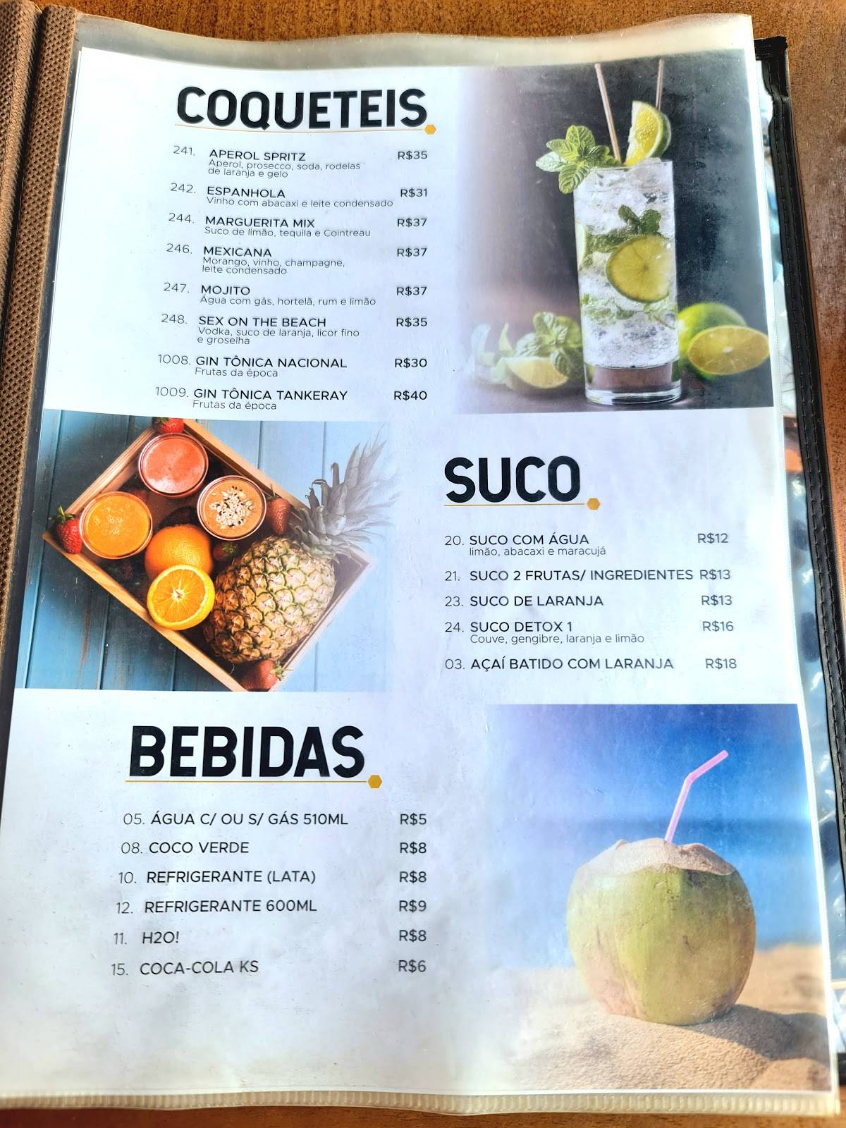 Pompeu e Pompéia cardápio