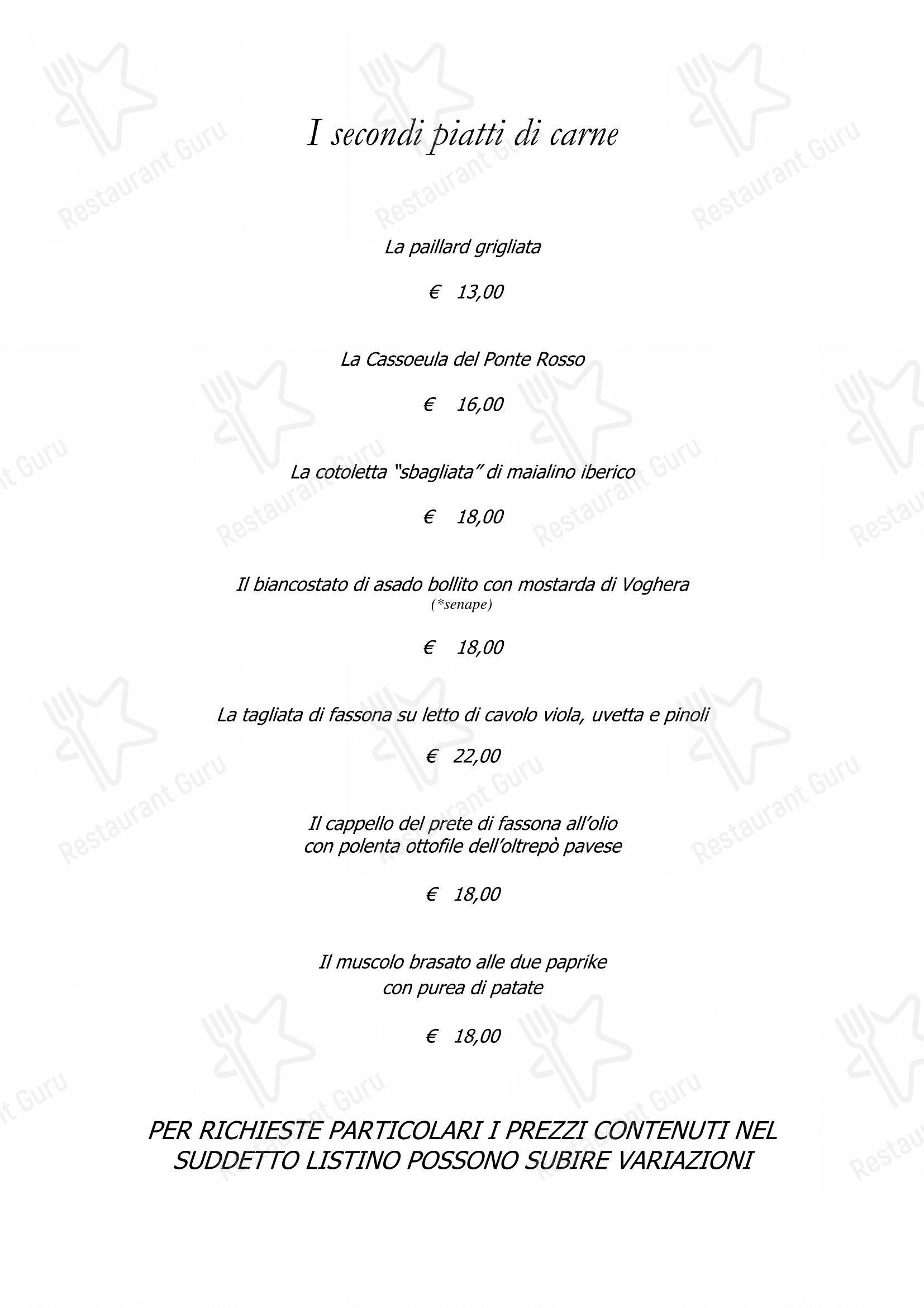 Ponte Rosso in Voghera - Menu