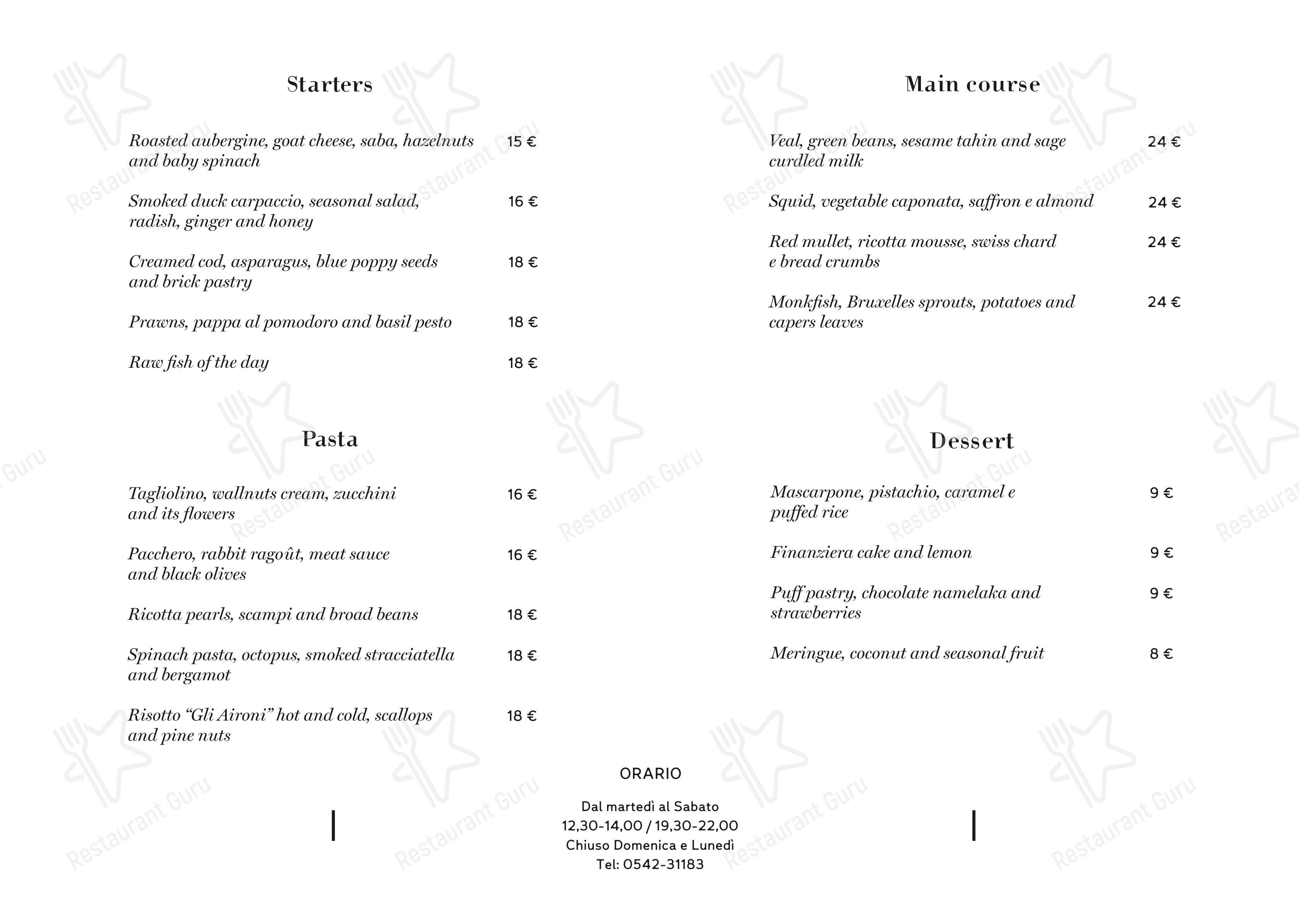 Popeye Ristorante in Imola - 菜单