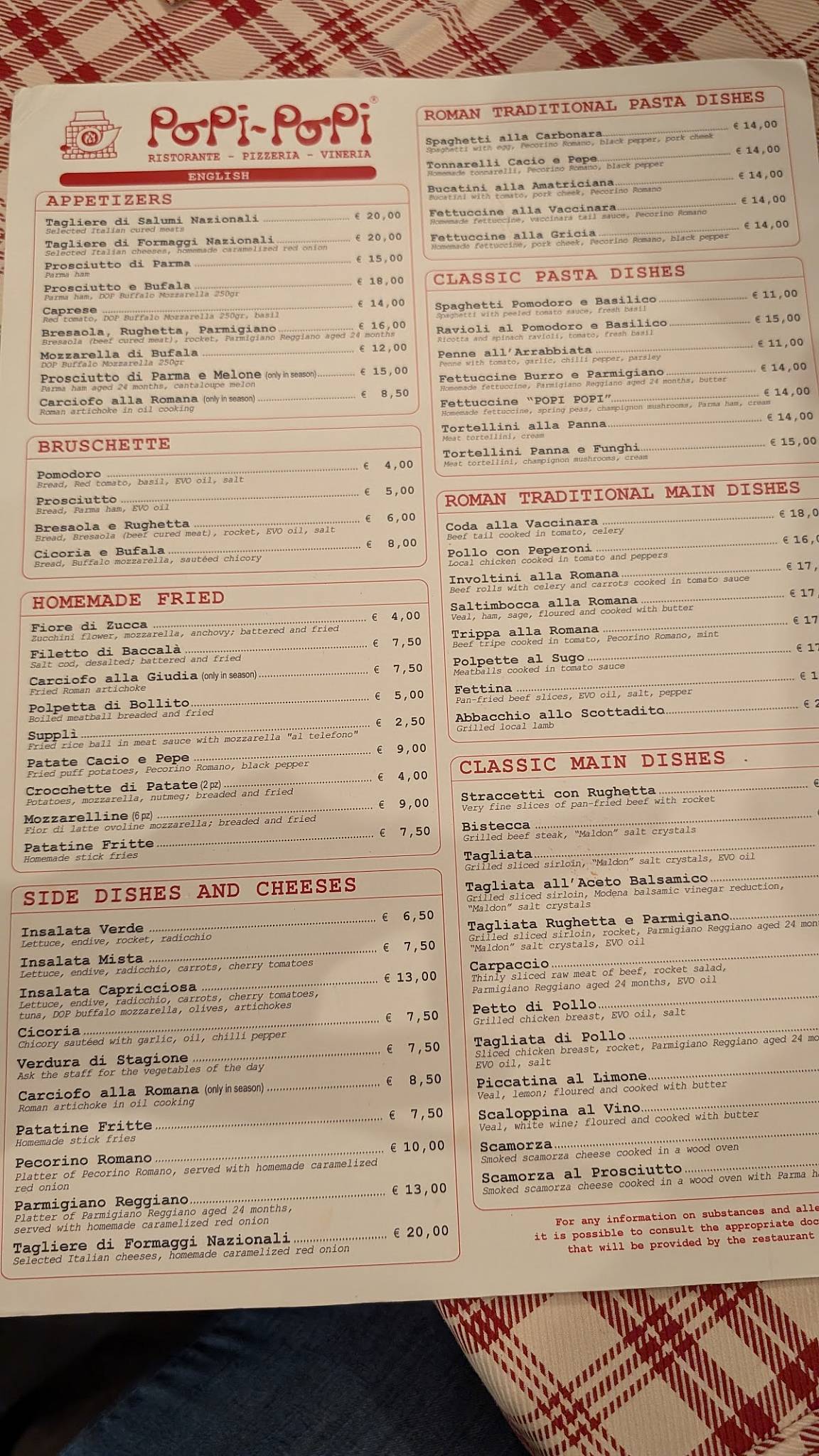 Menu di Popi Popi 