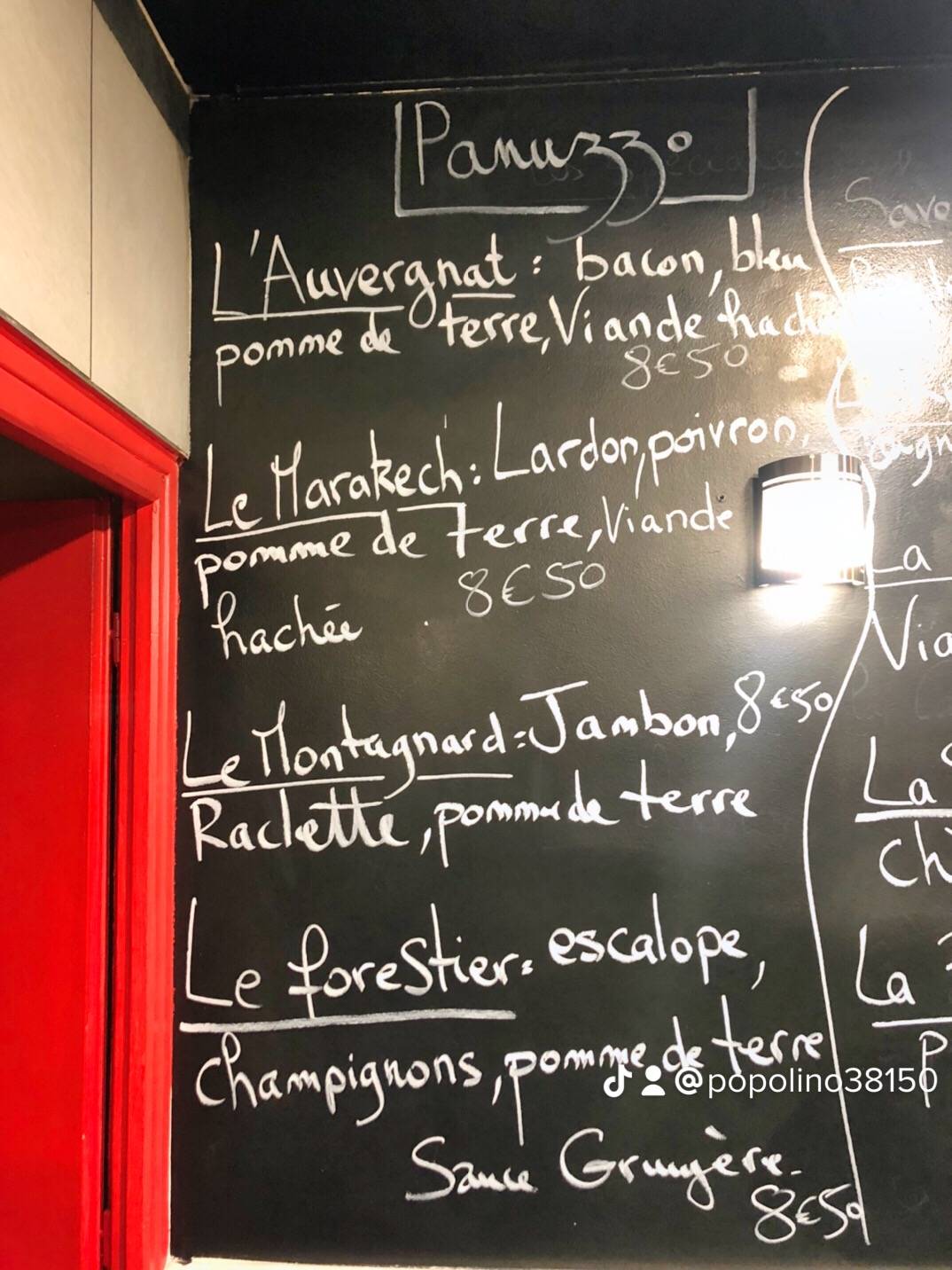 Menu de Popolino pizza