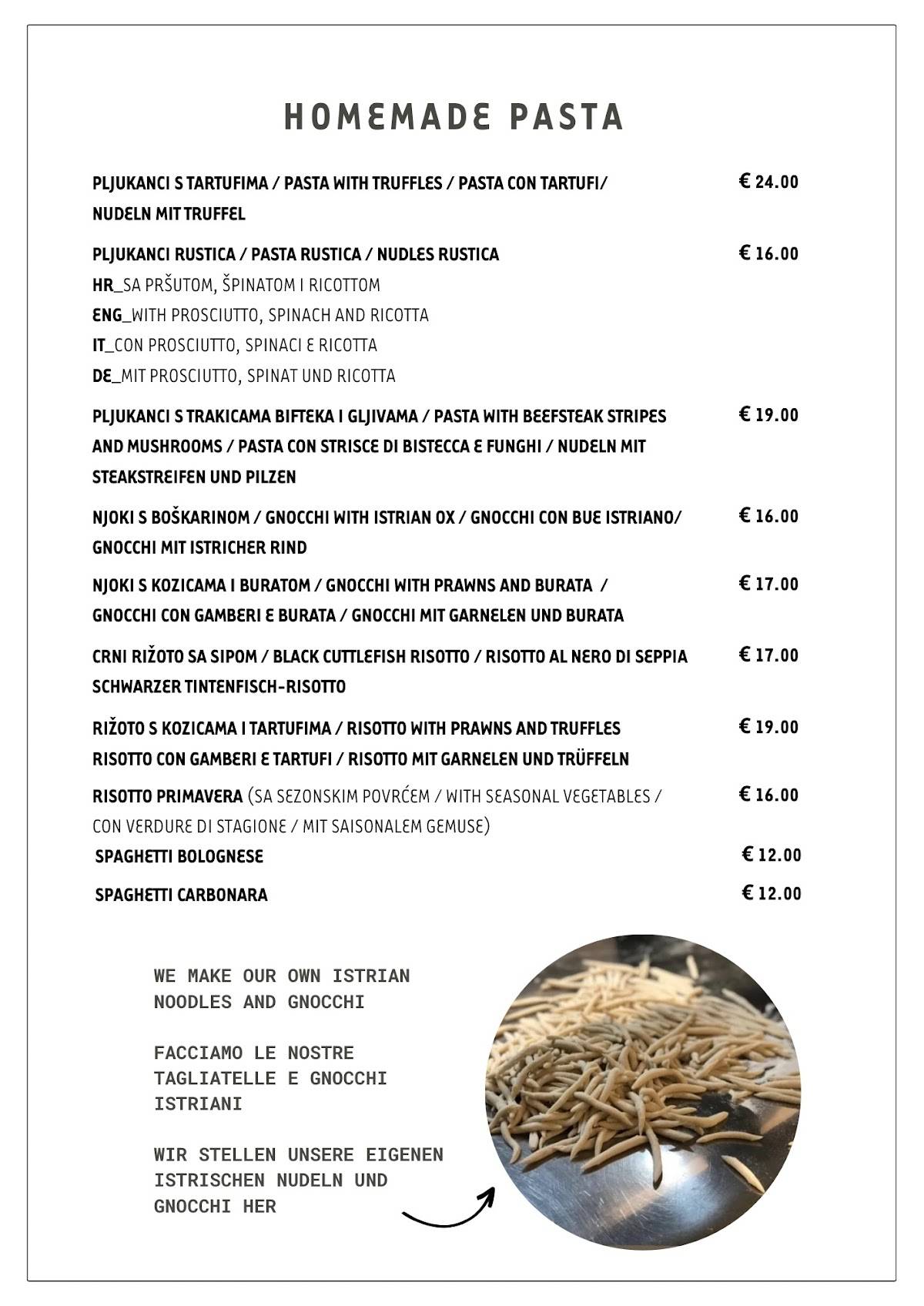 Menu di Fora Le Porte 
