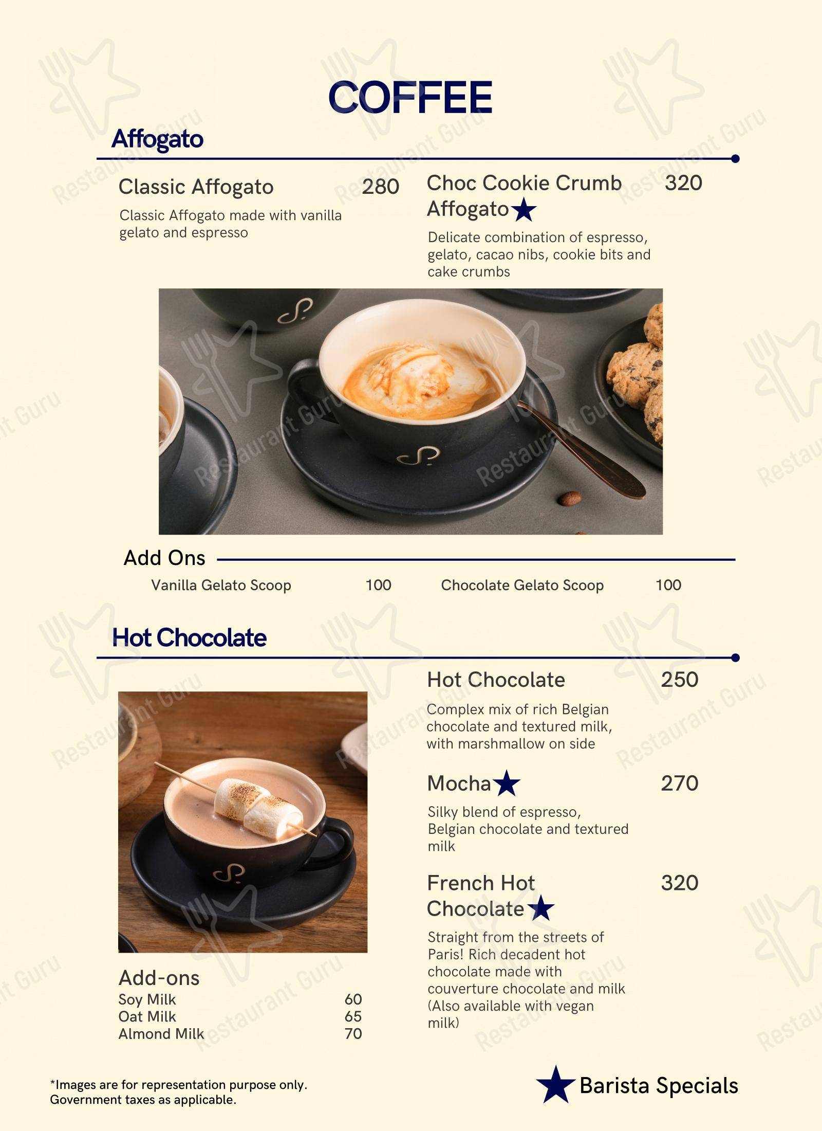 Основное меню for the Pour and Palate Coffee and Cuisine cafe