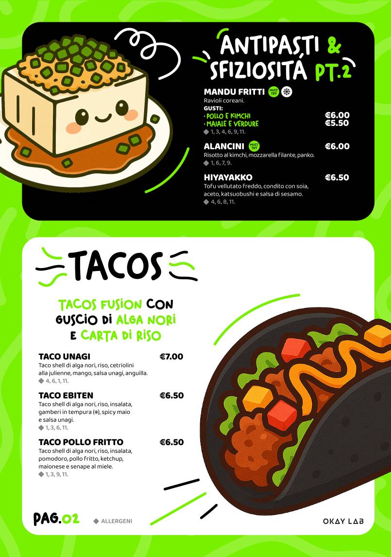 Menu de Okay Lab