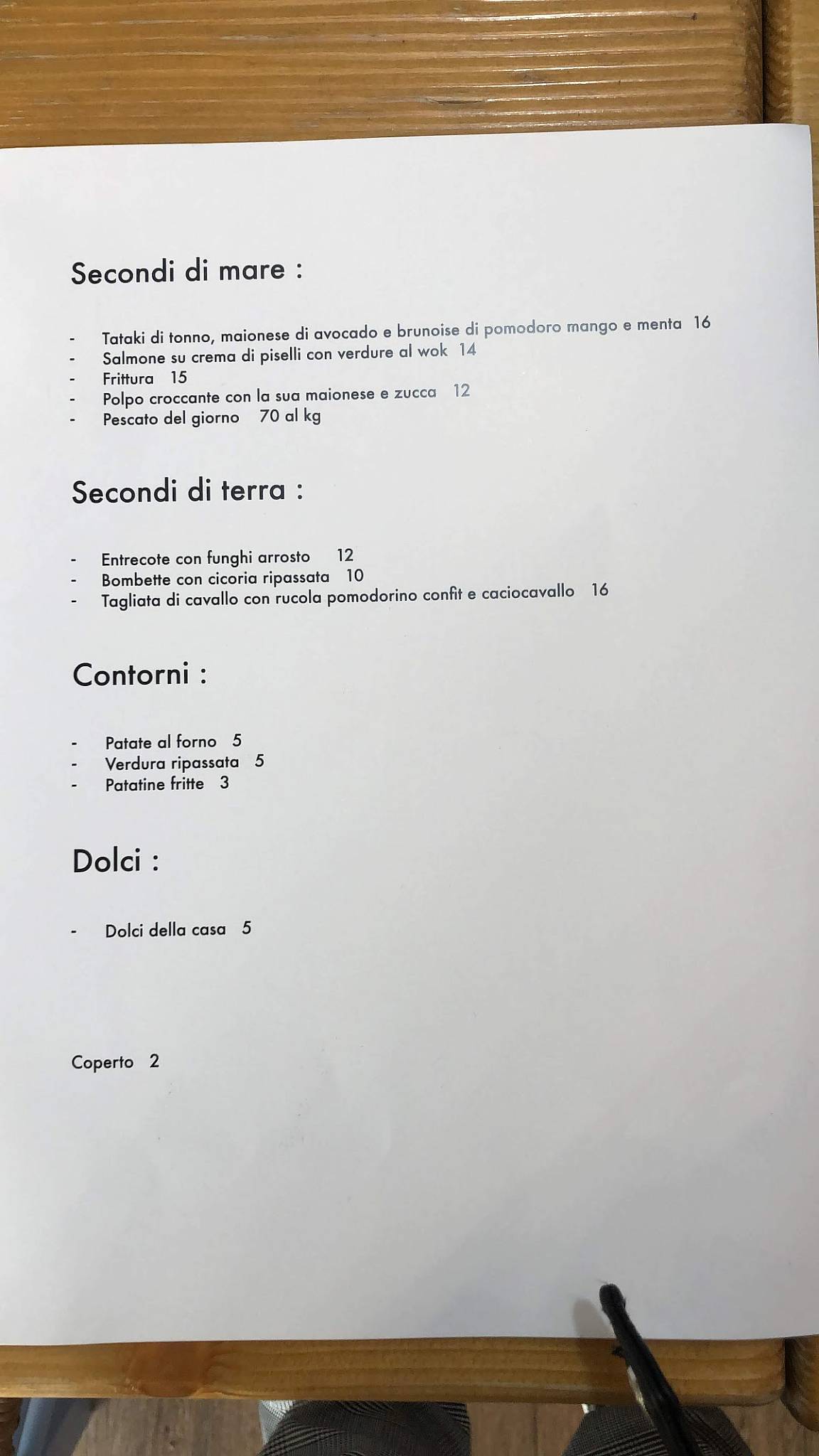 Menu di Primo Trattoria 