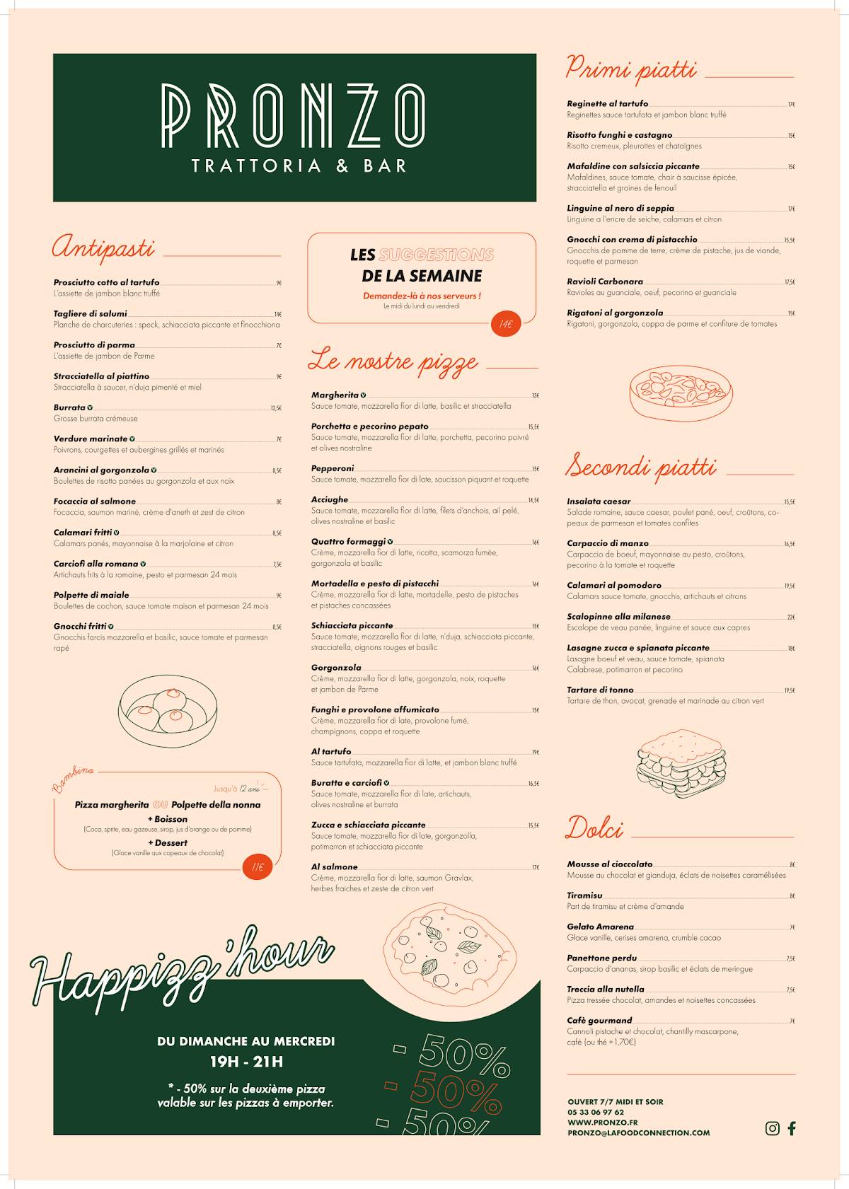 Menu de Pronzo