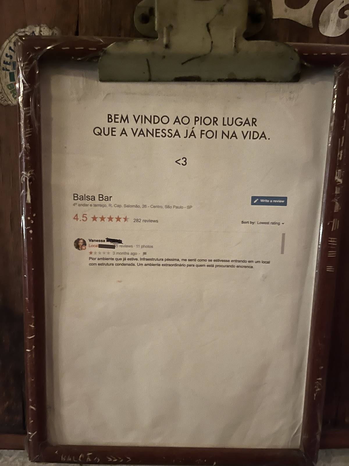 Balsa cardápio