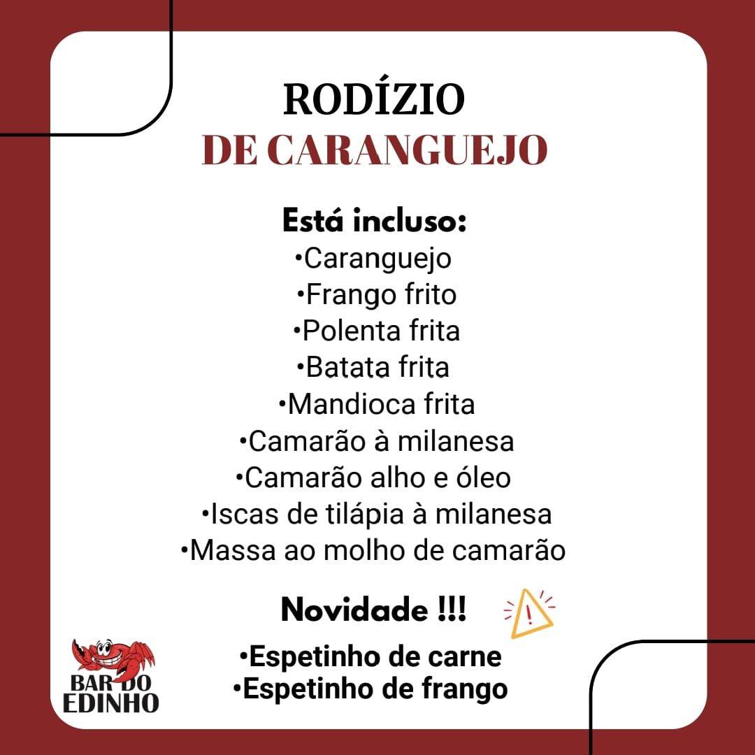 Bar do Edinho cardápio
