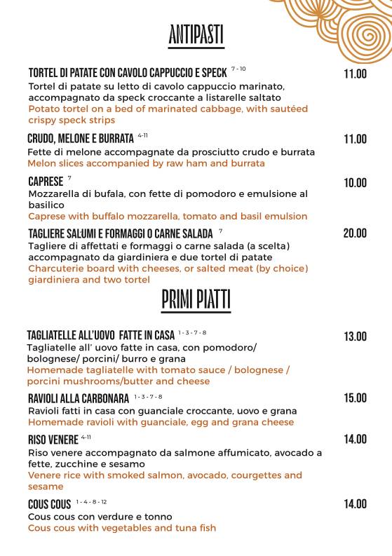 Menu di Bicigrill Rovereto 
