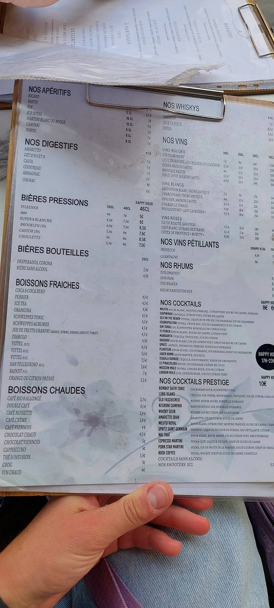 Menu de Bistrot Smiley