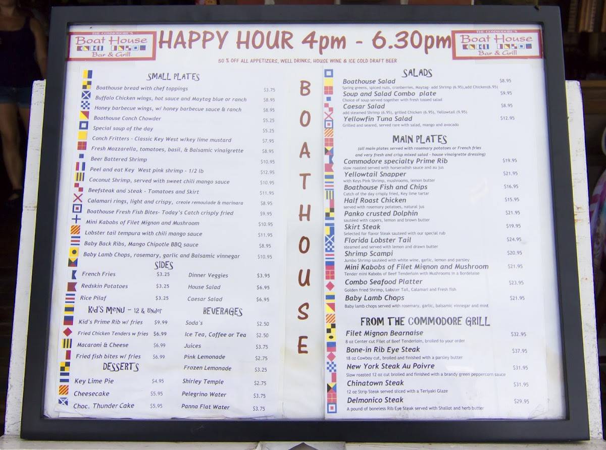 Menu at Boat House Bar & Grill, Key West, 220 Margaret Street