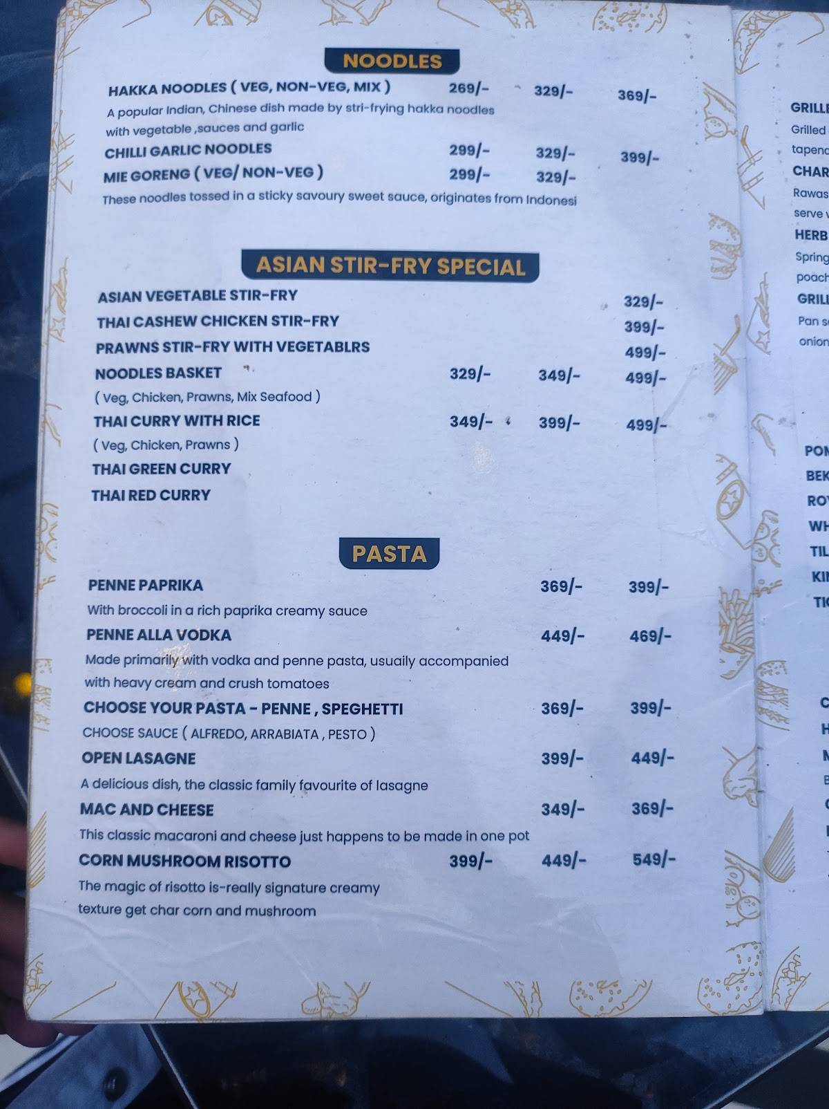 EMBASSY CLUB & SKY LOUNGE menu