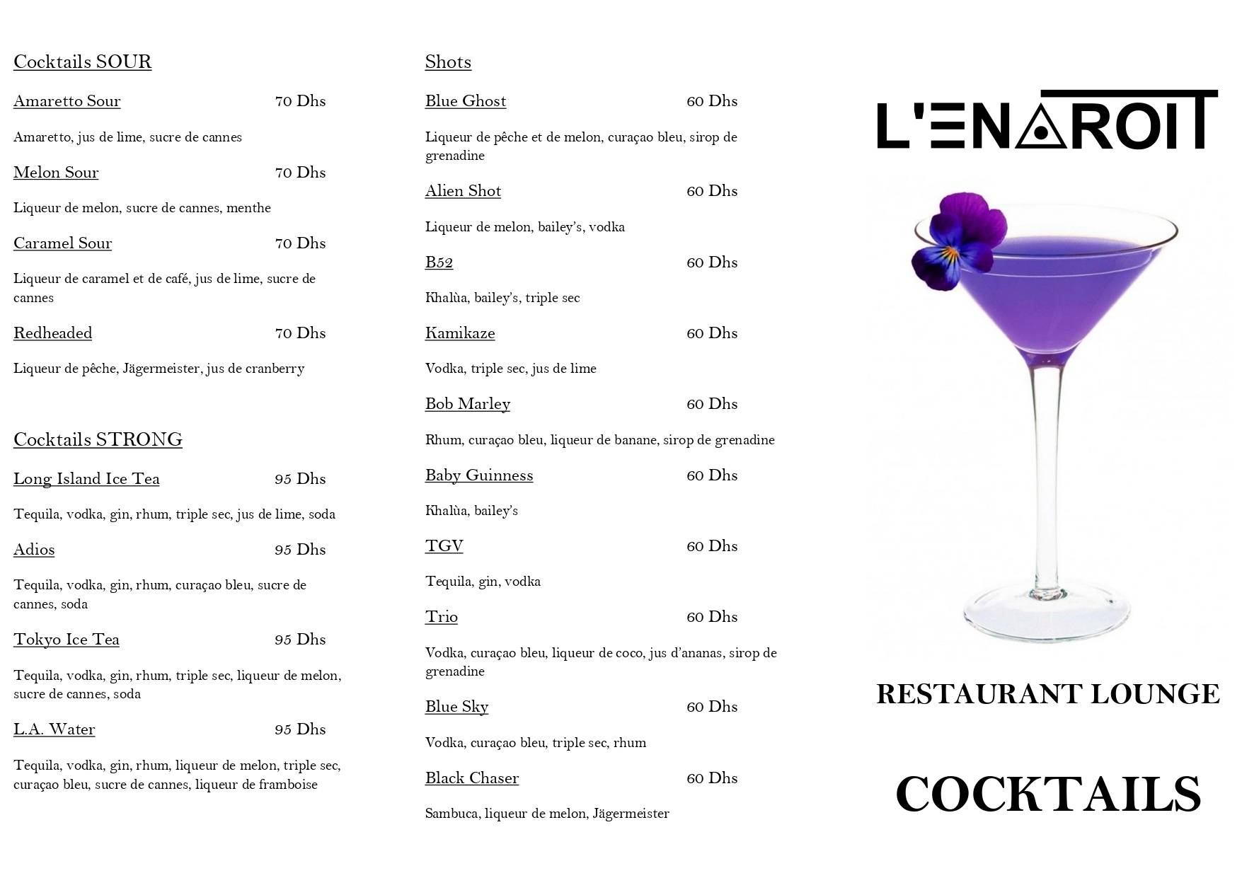 Menu de L' Endroit