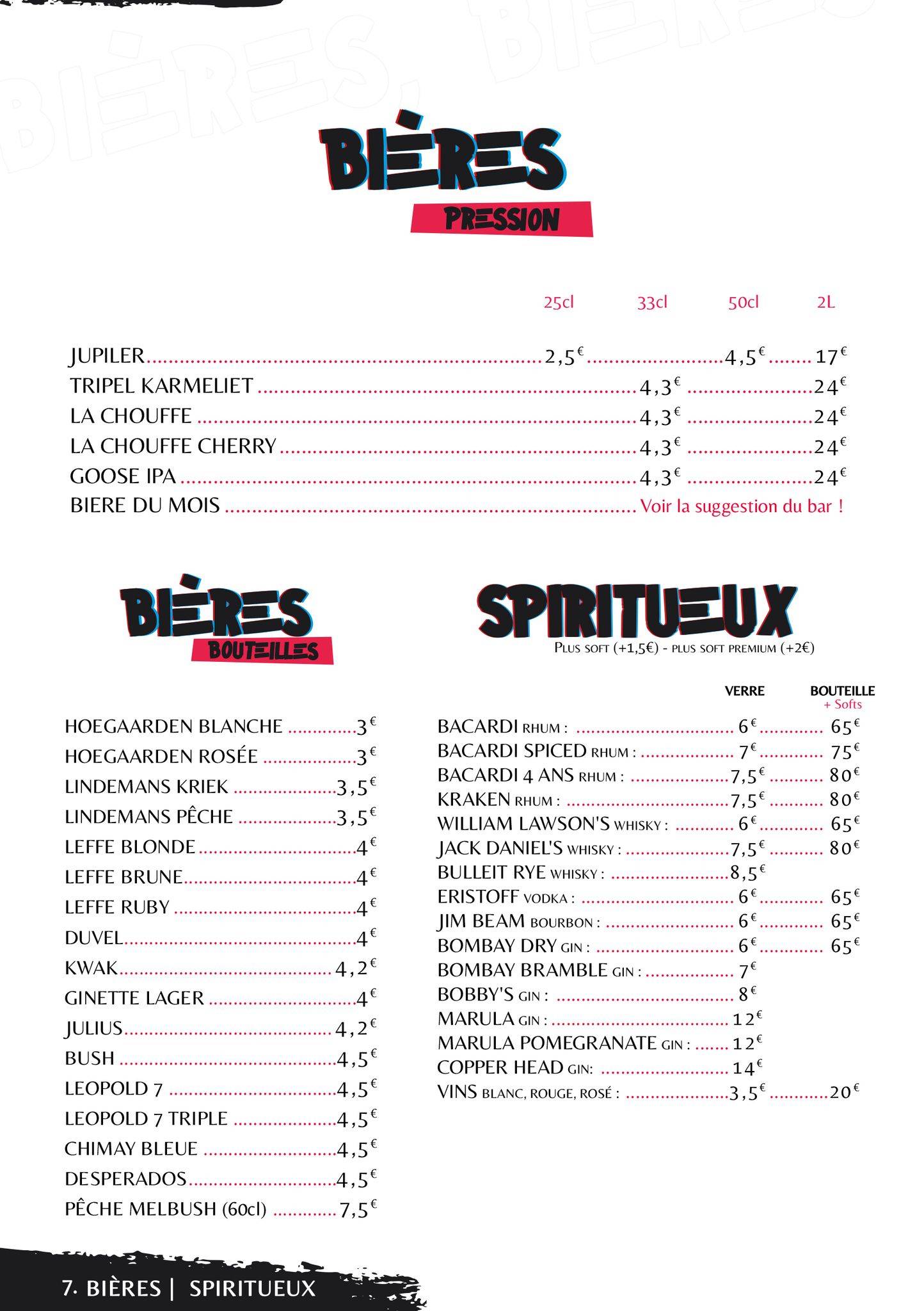 Menu de Meltdown Brussels