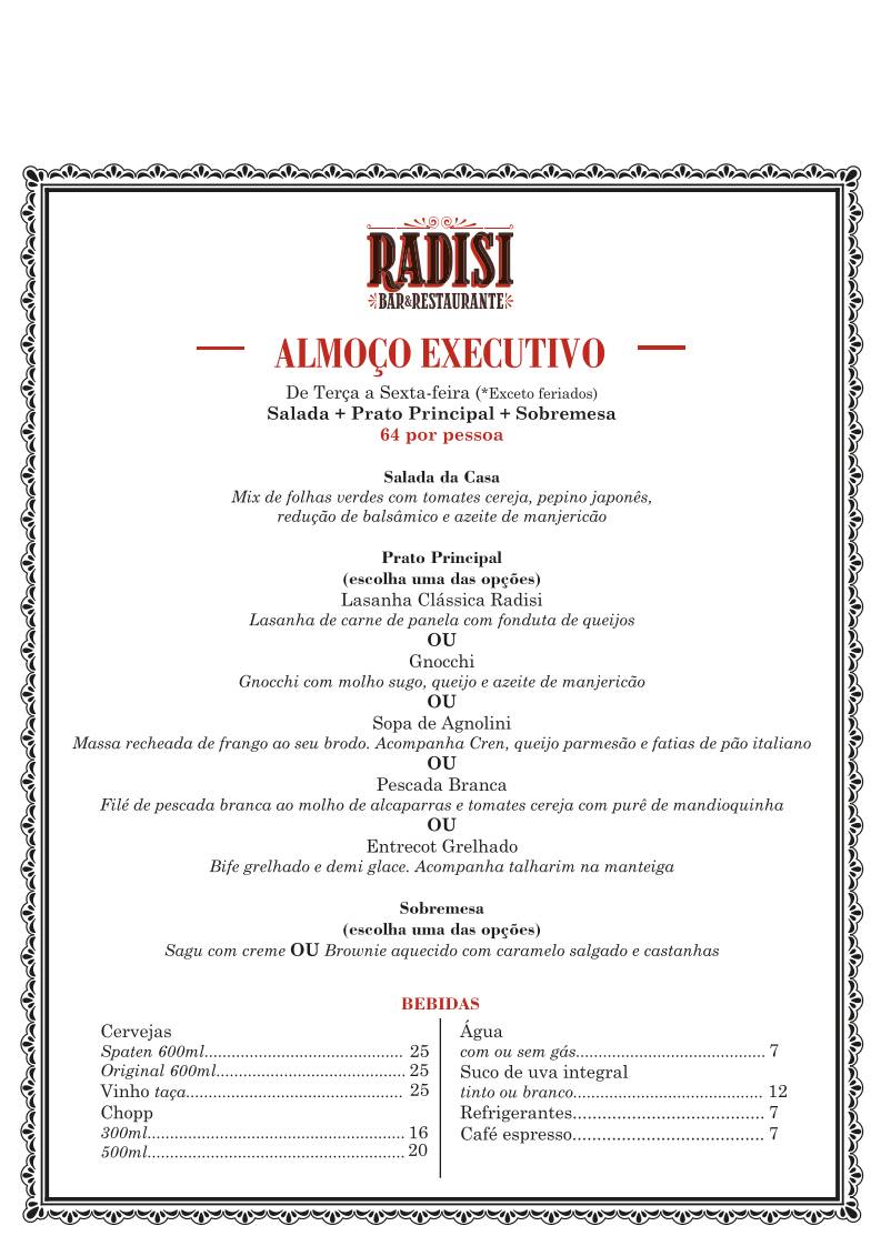 Radisi Bar & Restaurante cardápio