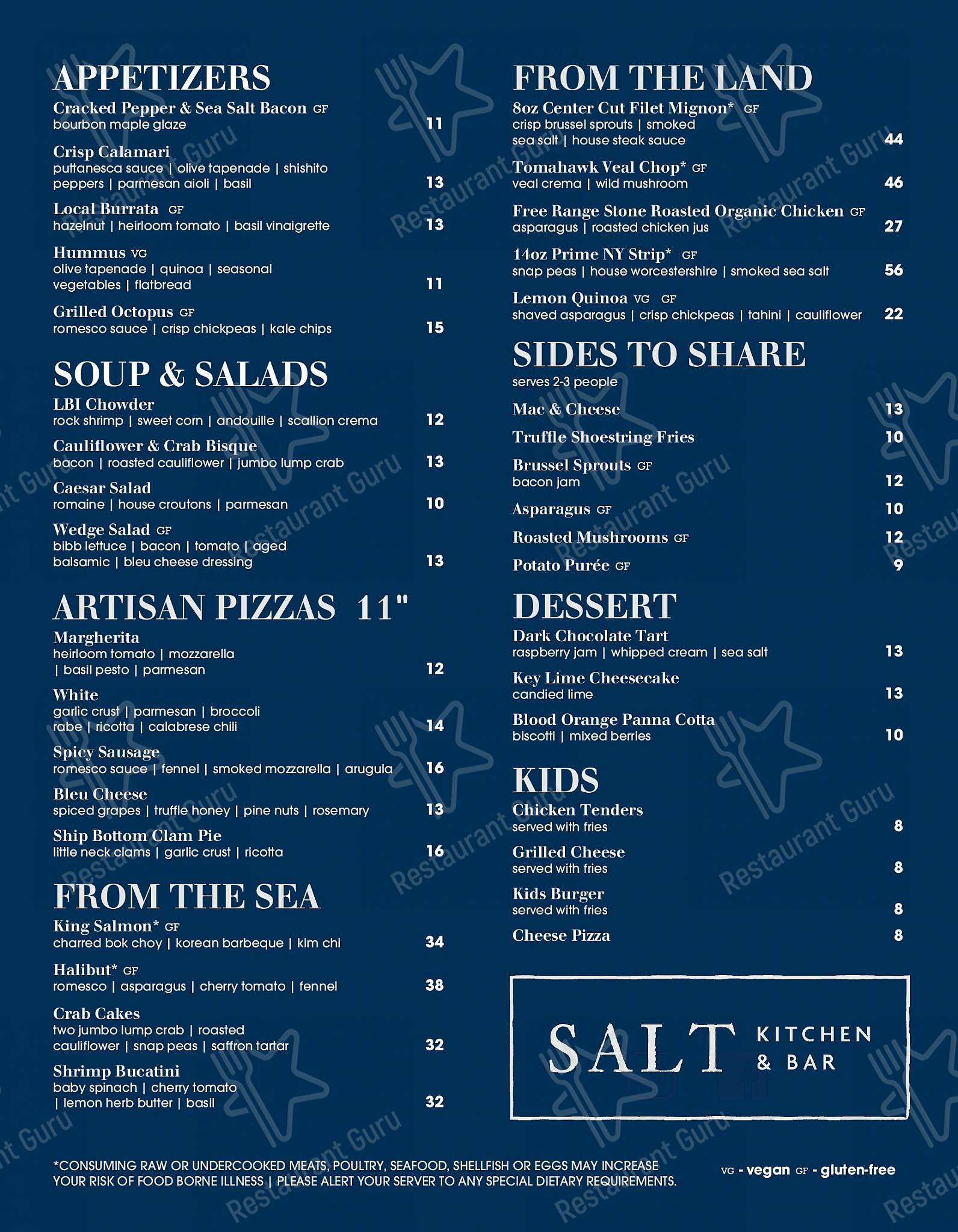 Menu At Salt Kitchen Bar At Hotel LBI Ship Bottom   Menu Pub And Bar Salt Kitchen And Bar 