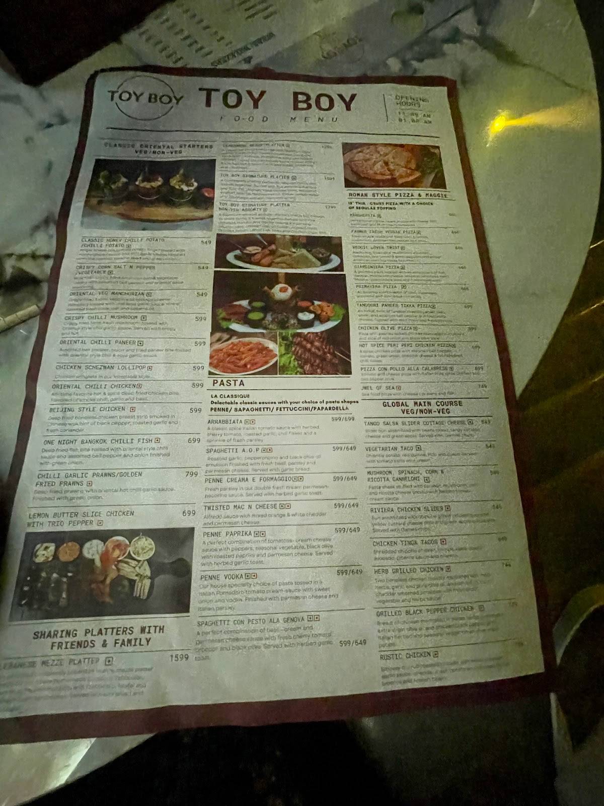 TOY BOY menu