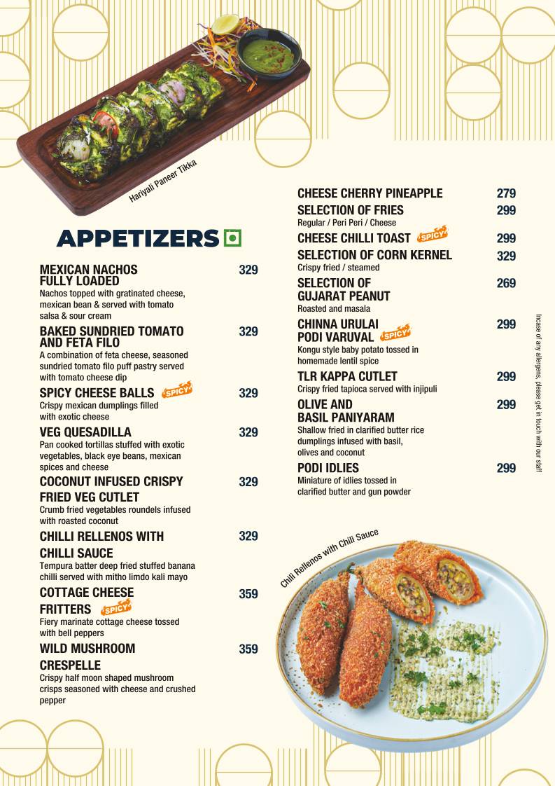 The Living Room Coimbatore menu