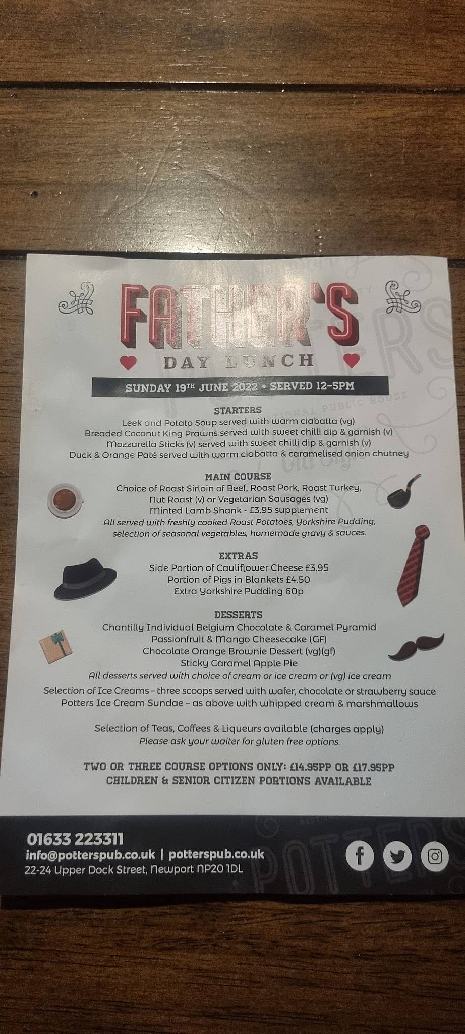 Menu at The Potters pub & bar, Newport