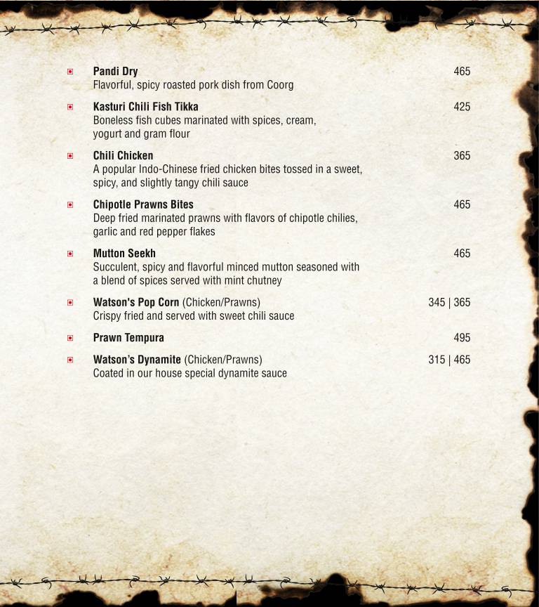 Watson's Ulsoor menu