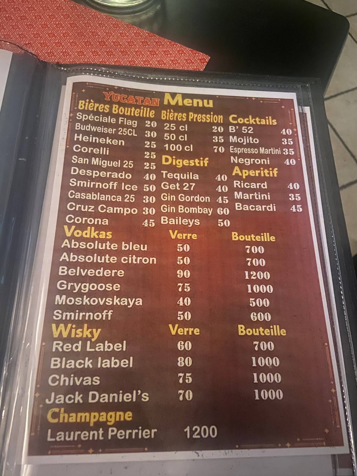 Menu de Yucatan