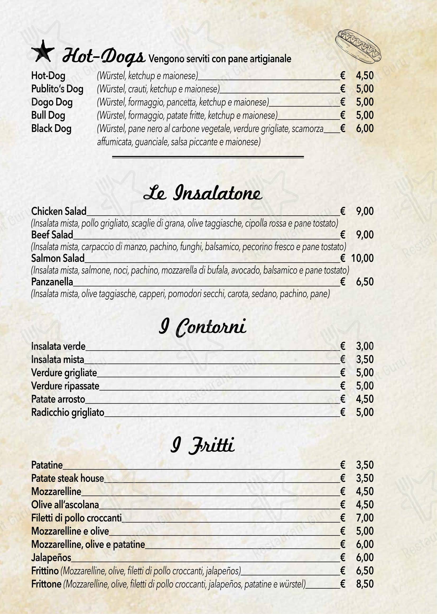 Menu bar per Publito pub & bar