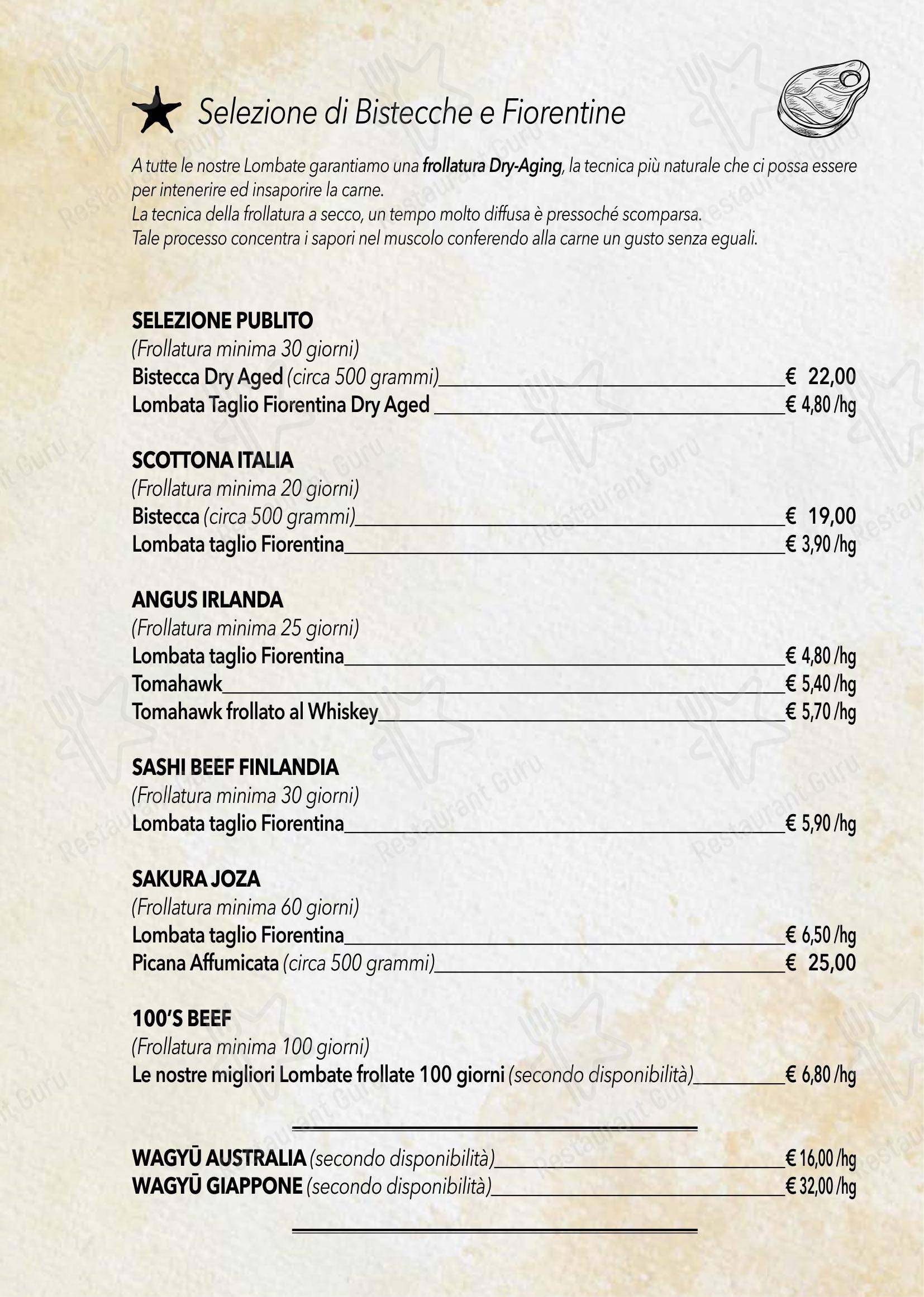 Publito in Trevi - Menu bar