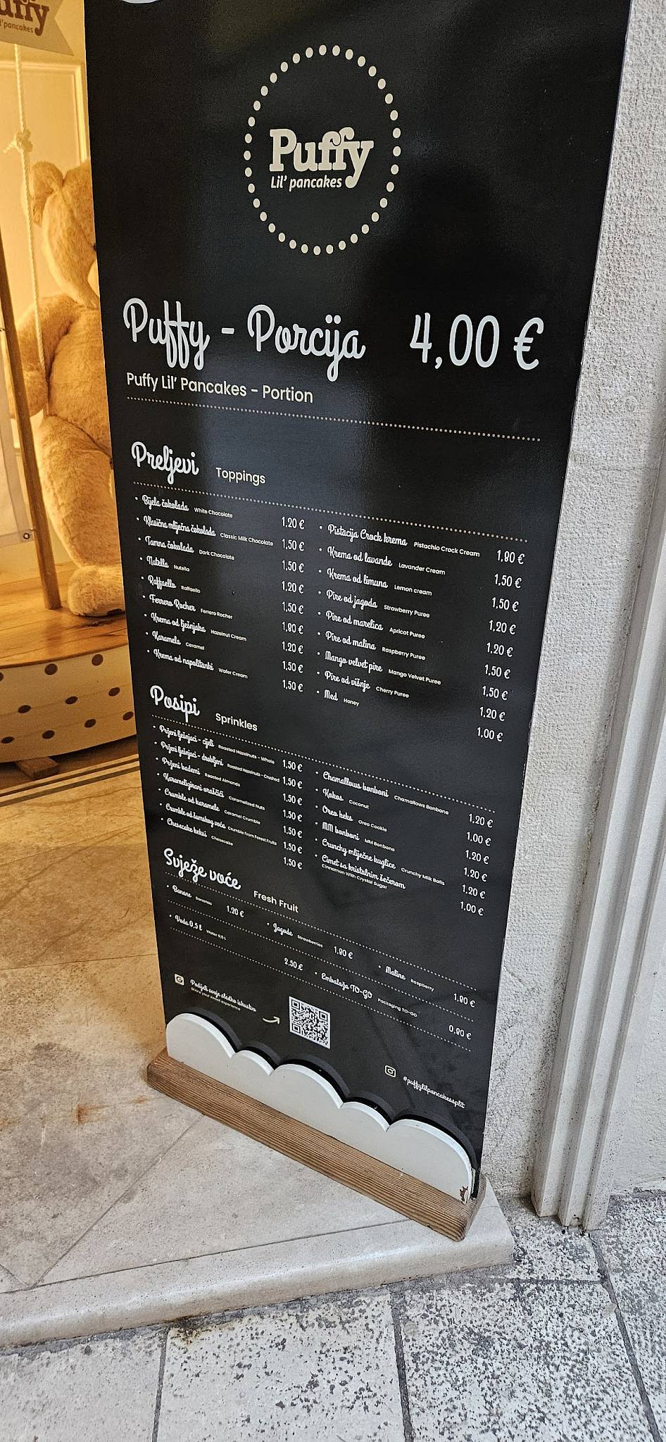 Menu de Puffy Lil' Pancakes Split