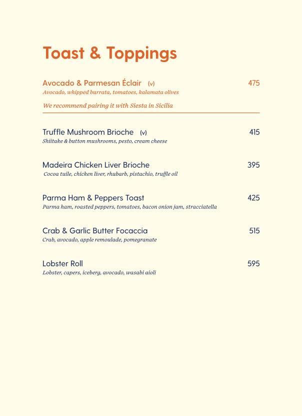Nanna's Negroni menu