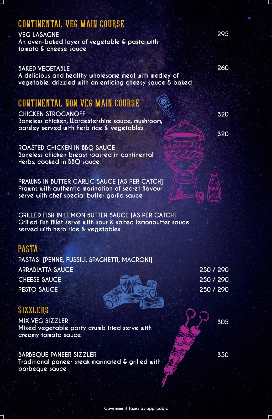 Zero Gravity Pune menu