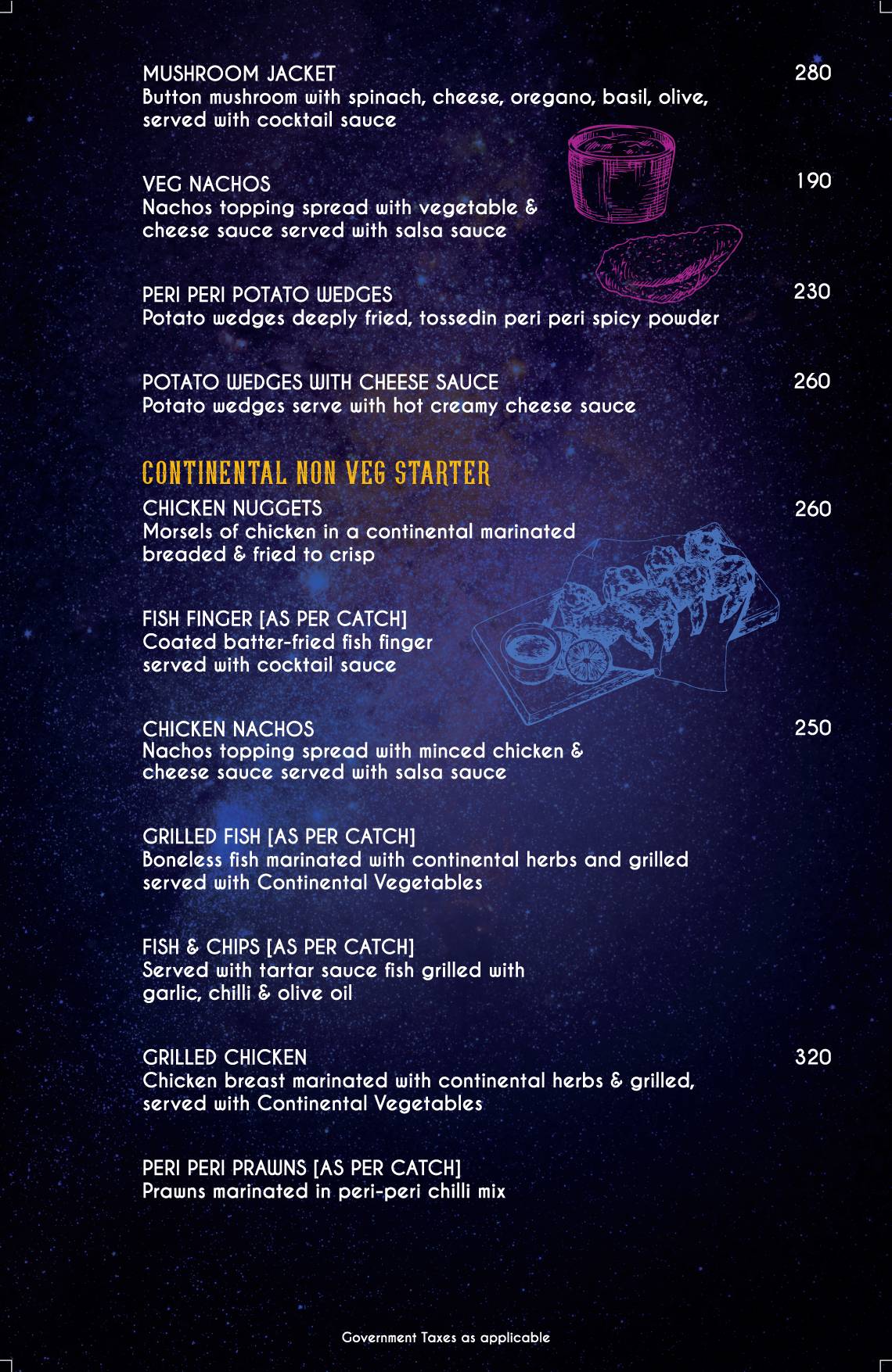 Zero Gravity Pune menu