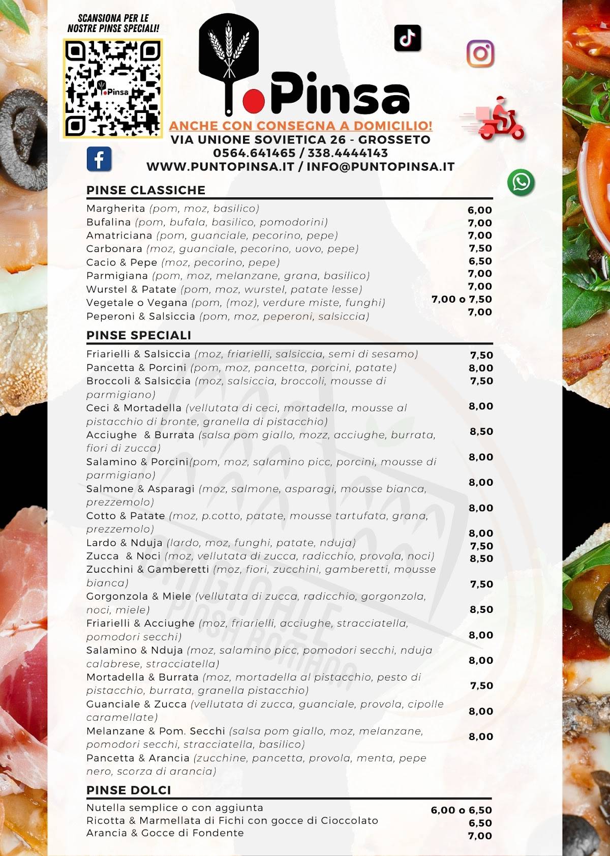 Menu di Punto Pinsa 